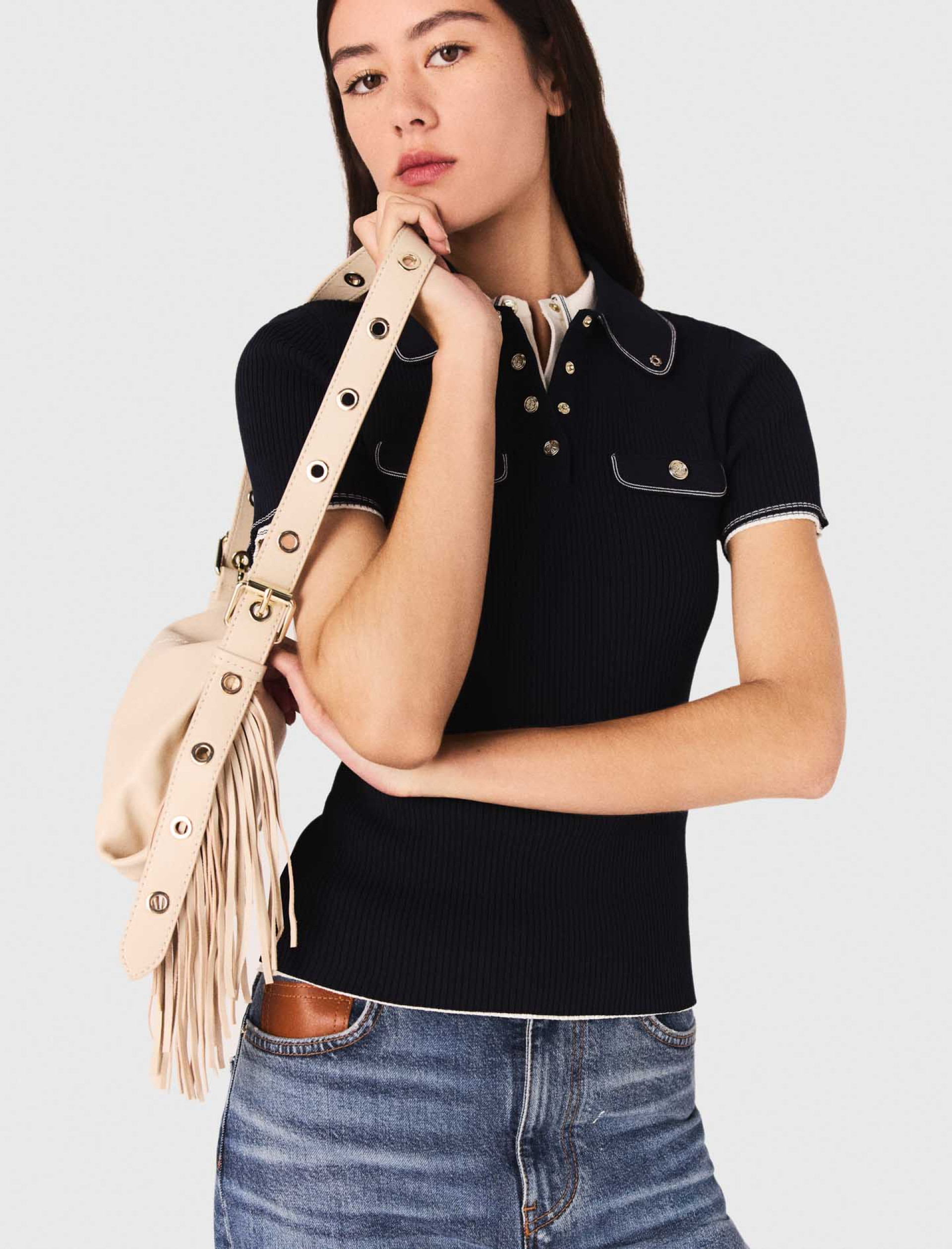 Жіноча синя футболка-поло