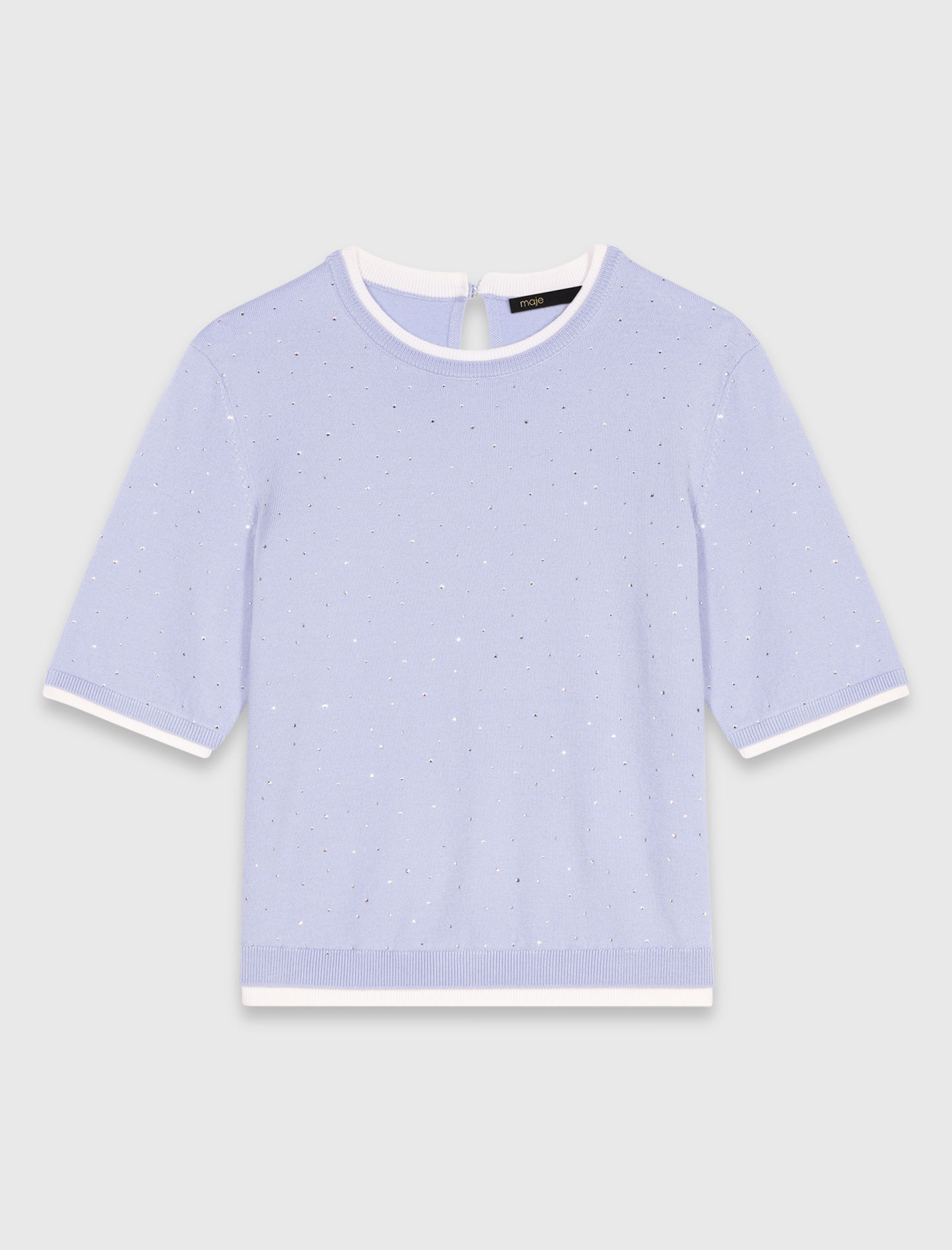 Женский джемпер из 100% шерсти со стразами Женский джемпер из 100% шерсти со стразами