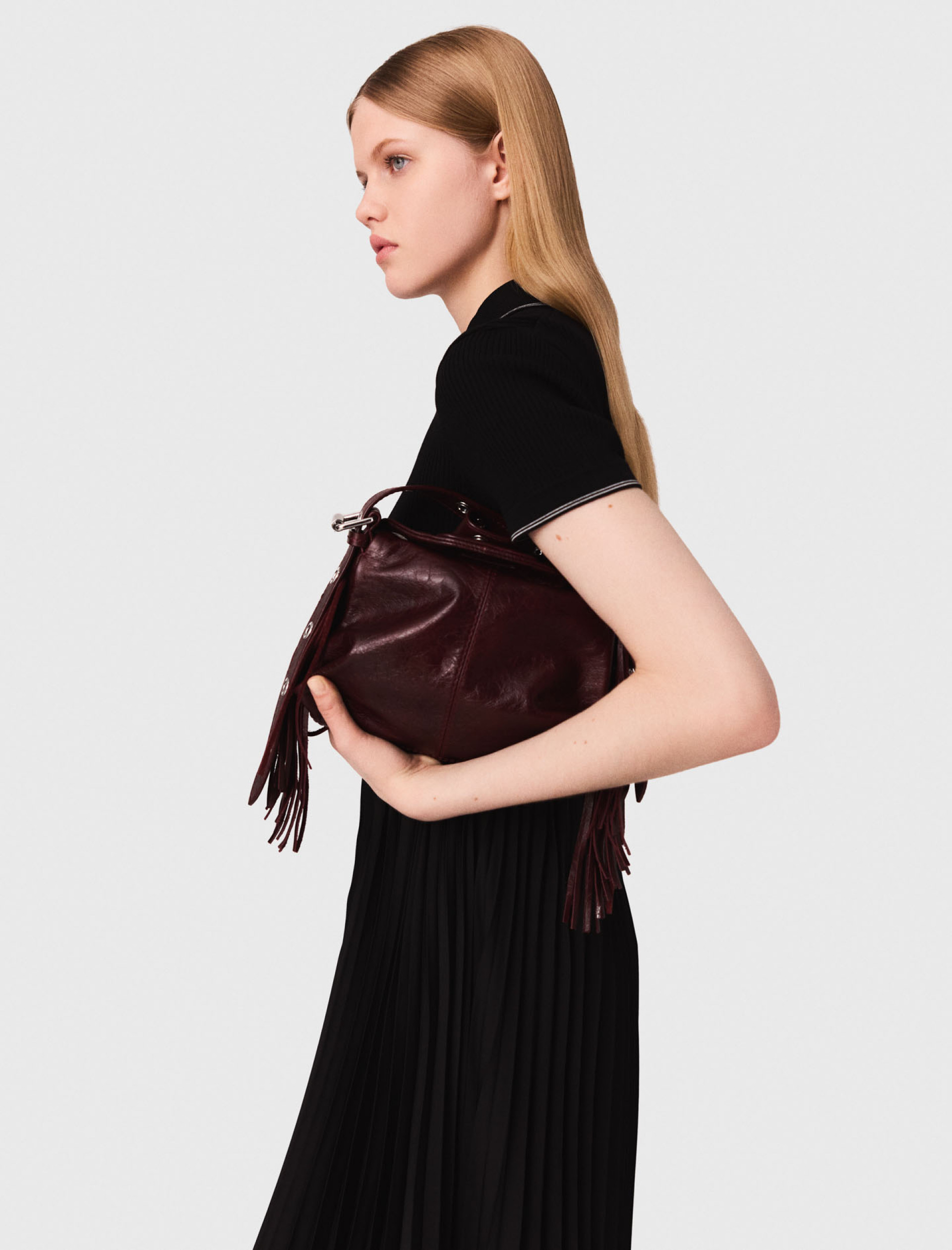 Жіноча довга сукня з коміром-поло