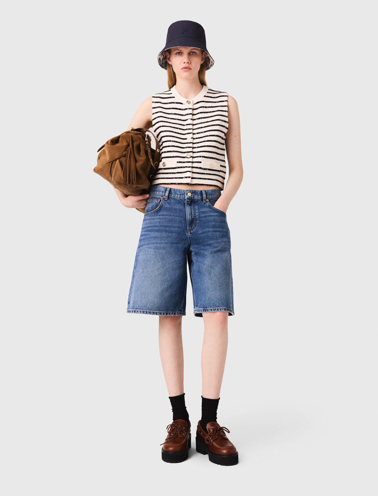 Женский шерстяной полосатый топ