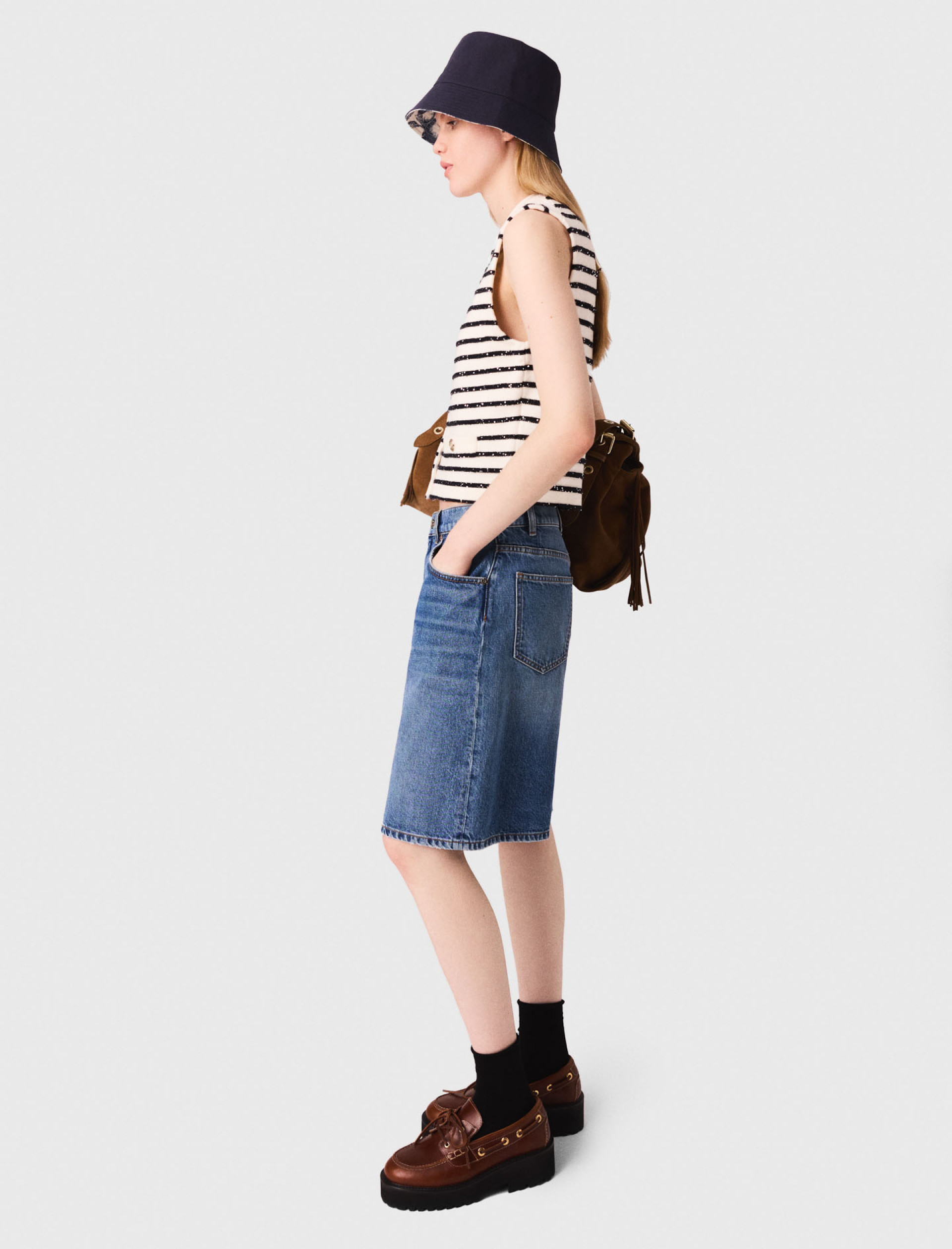 Женский шерстяной полосатый топ