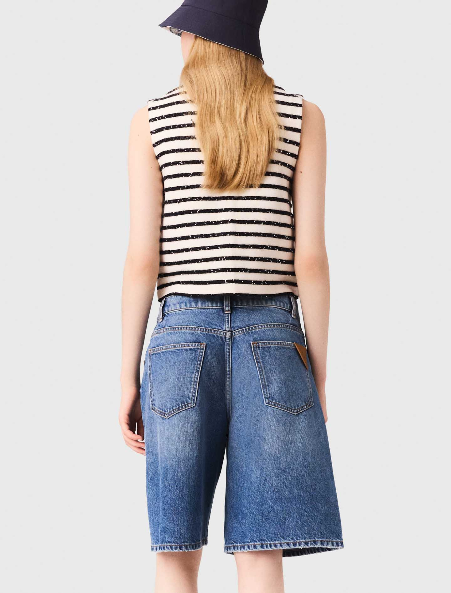 Женский шерстяной полосатый топ