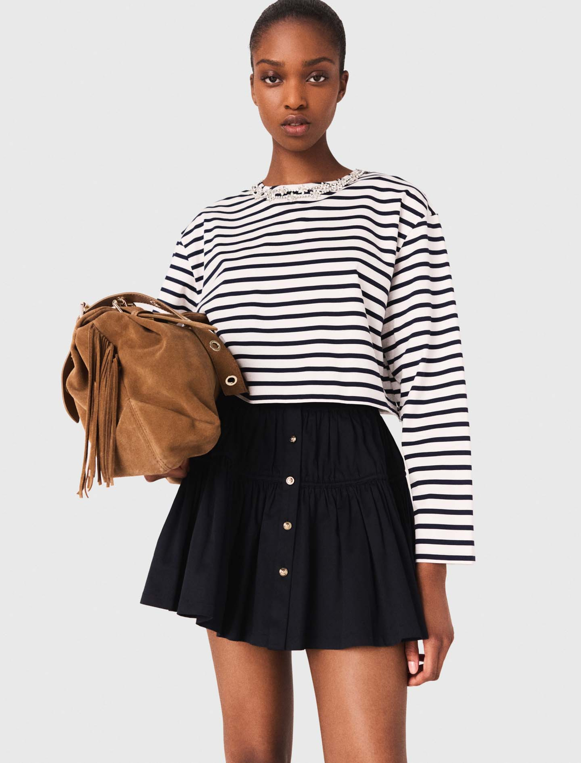 Жіноча смугаста футболка з довгими рукавами