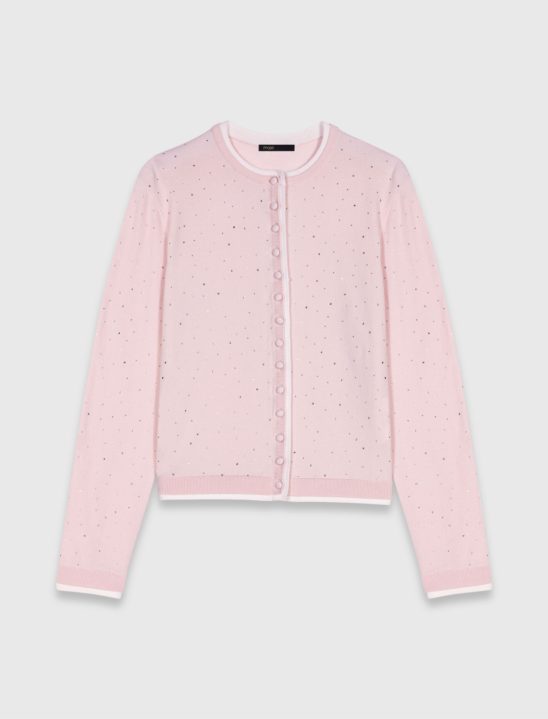 Женский розовый кардиган со стразами