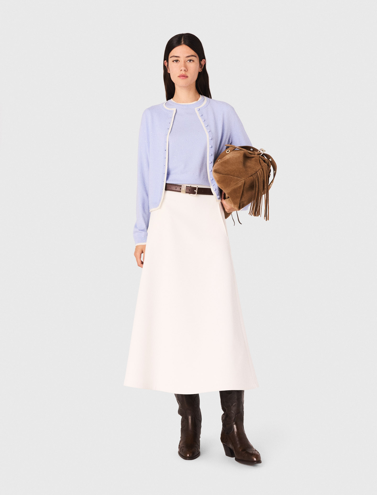 Жіночий кардиган із 100% вовни зі стразами