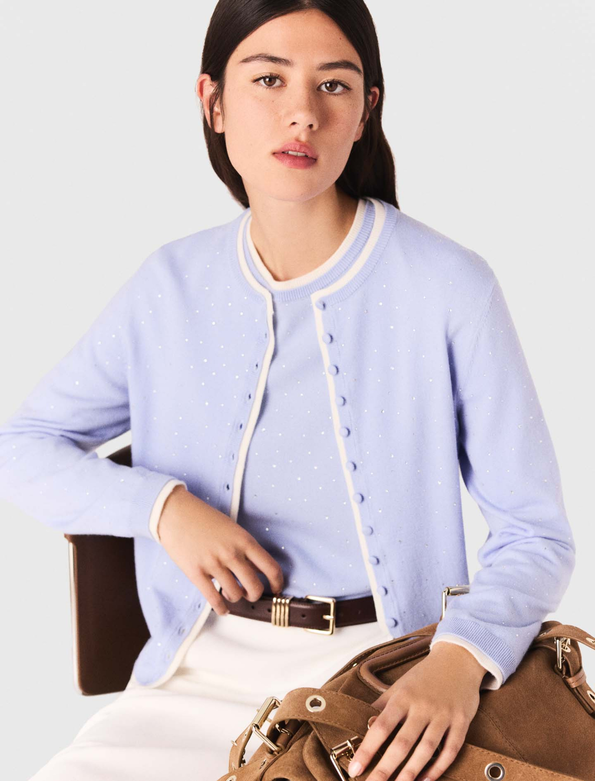 Жіночий кардиган із 100% вовни зі стразами