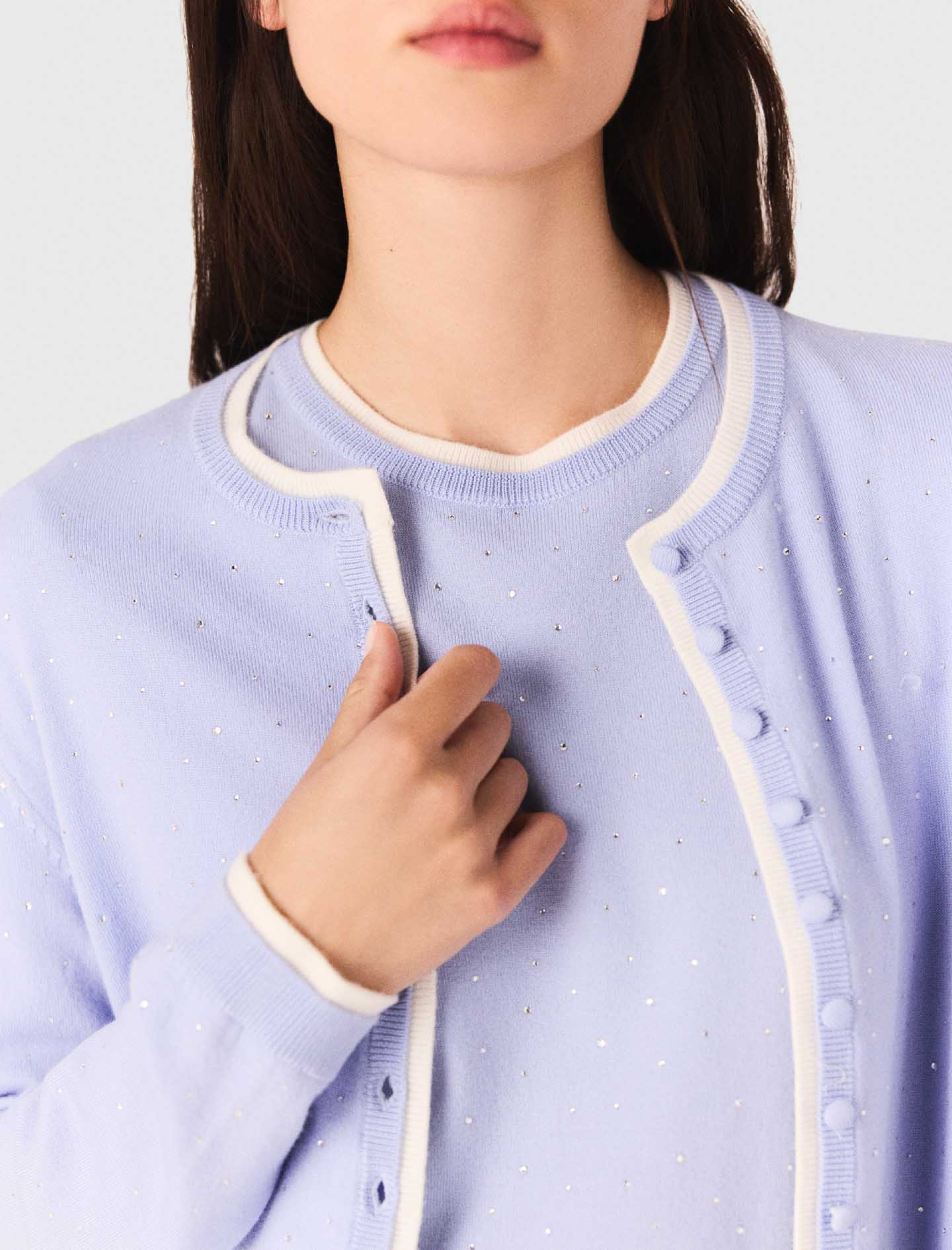 Жіночий кардиган із 100% вовни зі стразами