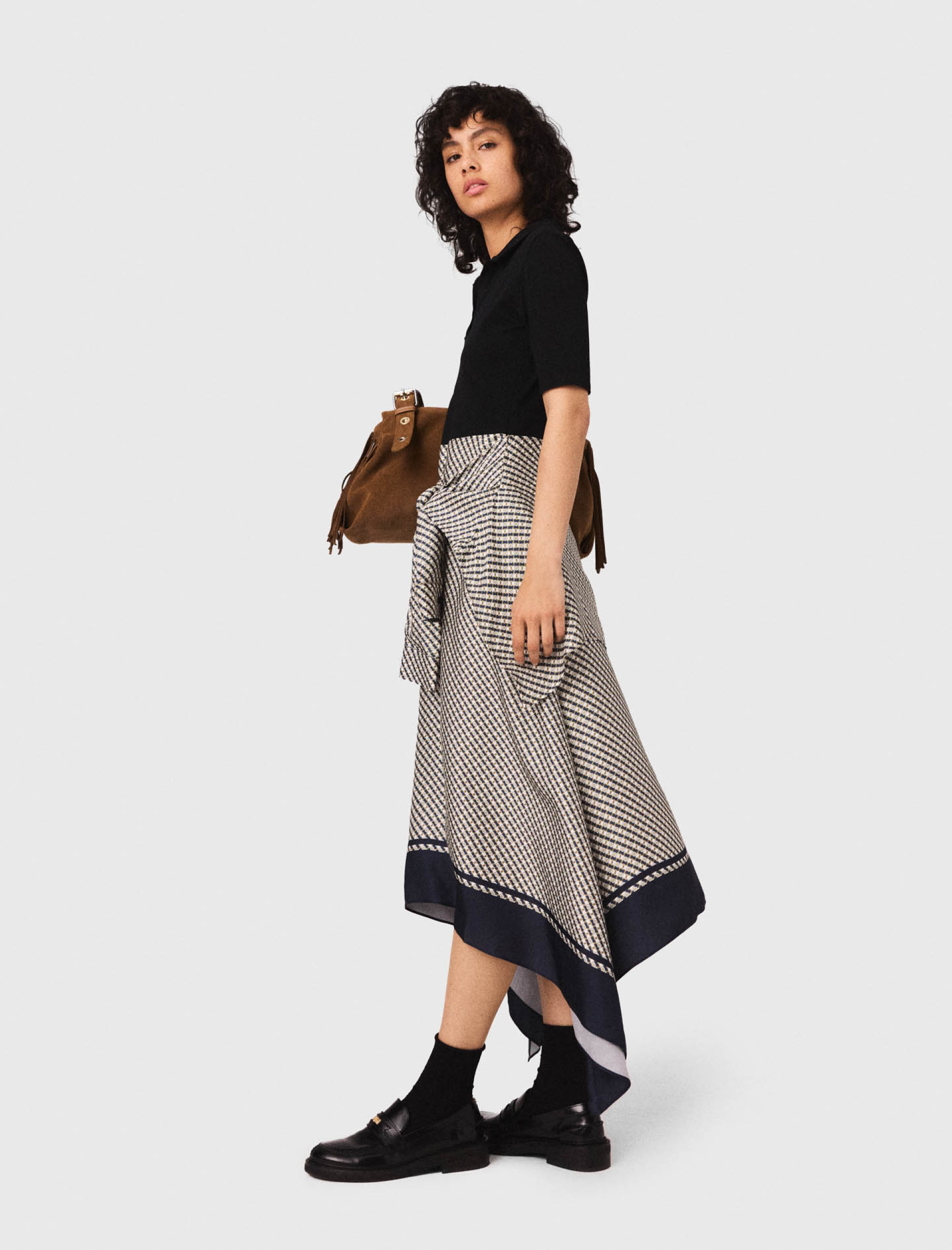 Жіноча сукня з двох матеріалів з принтом