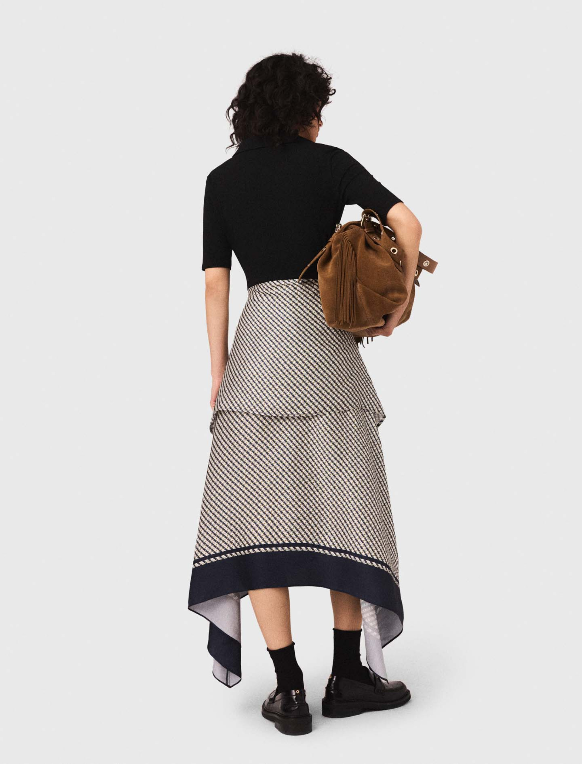 Жіноча сукня з двох матеріалів з принтом