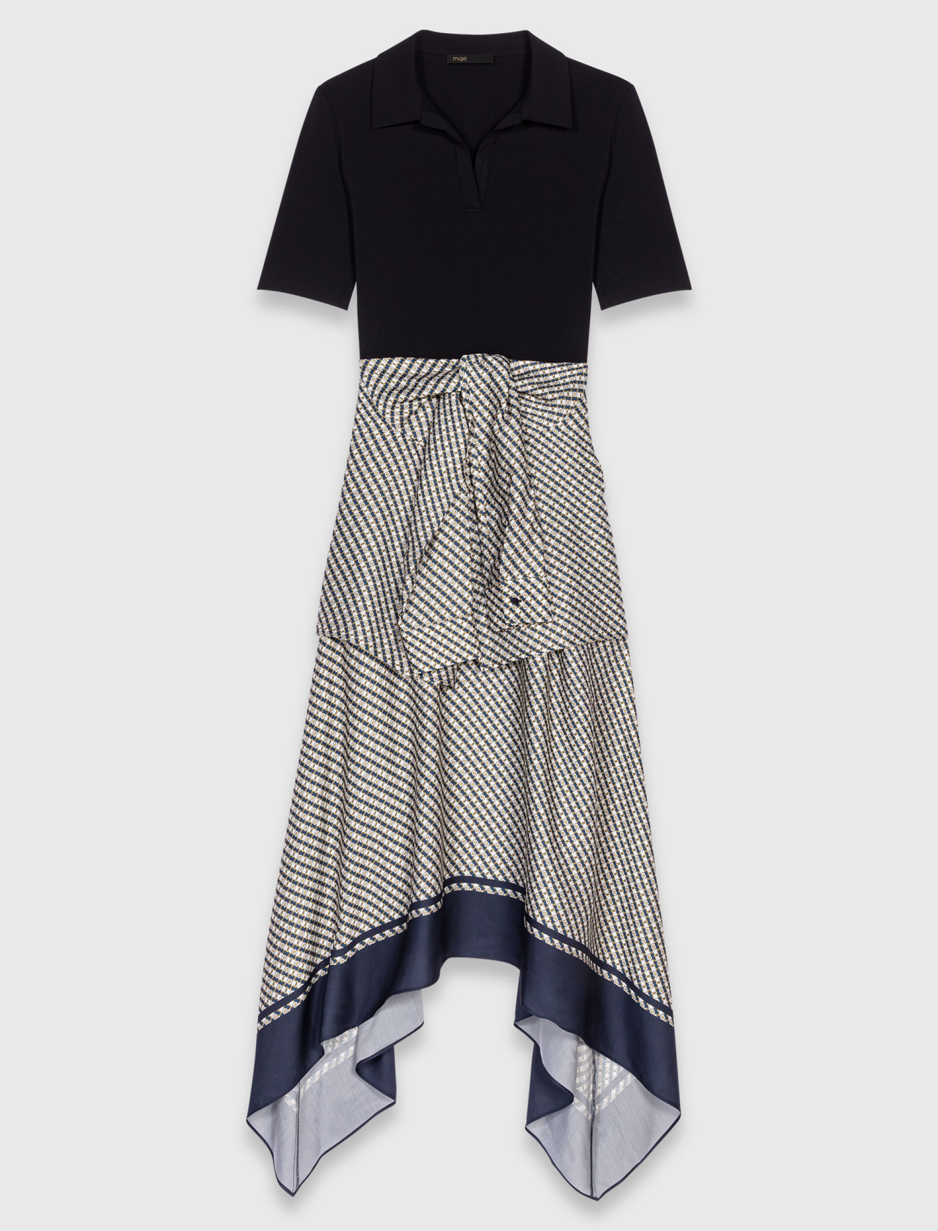 Жіноча сукня з двох матеріалів з принтом