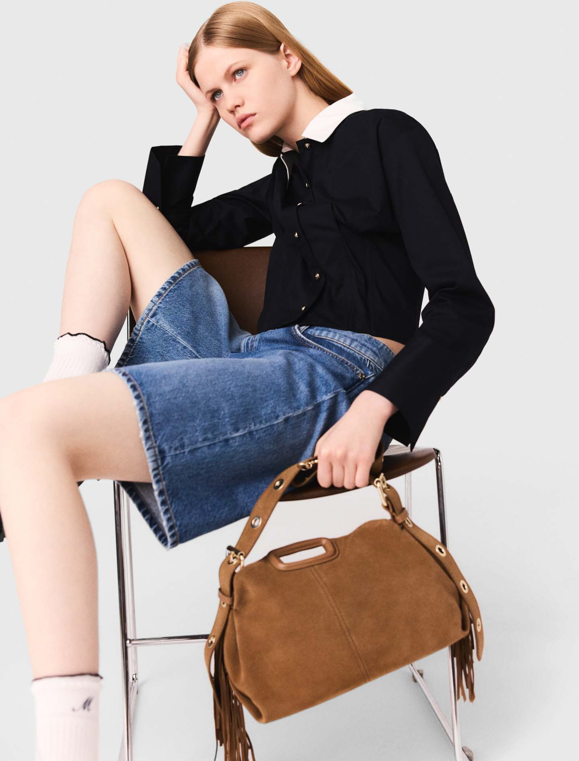 Жіноча коротка поплінова сорочка