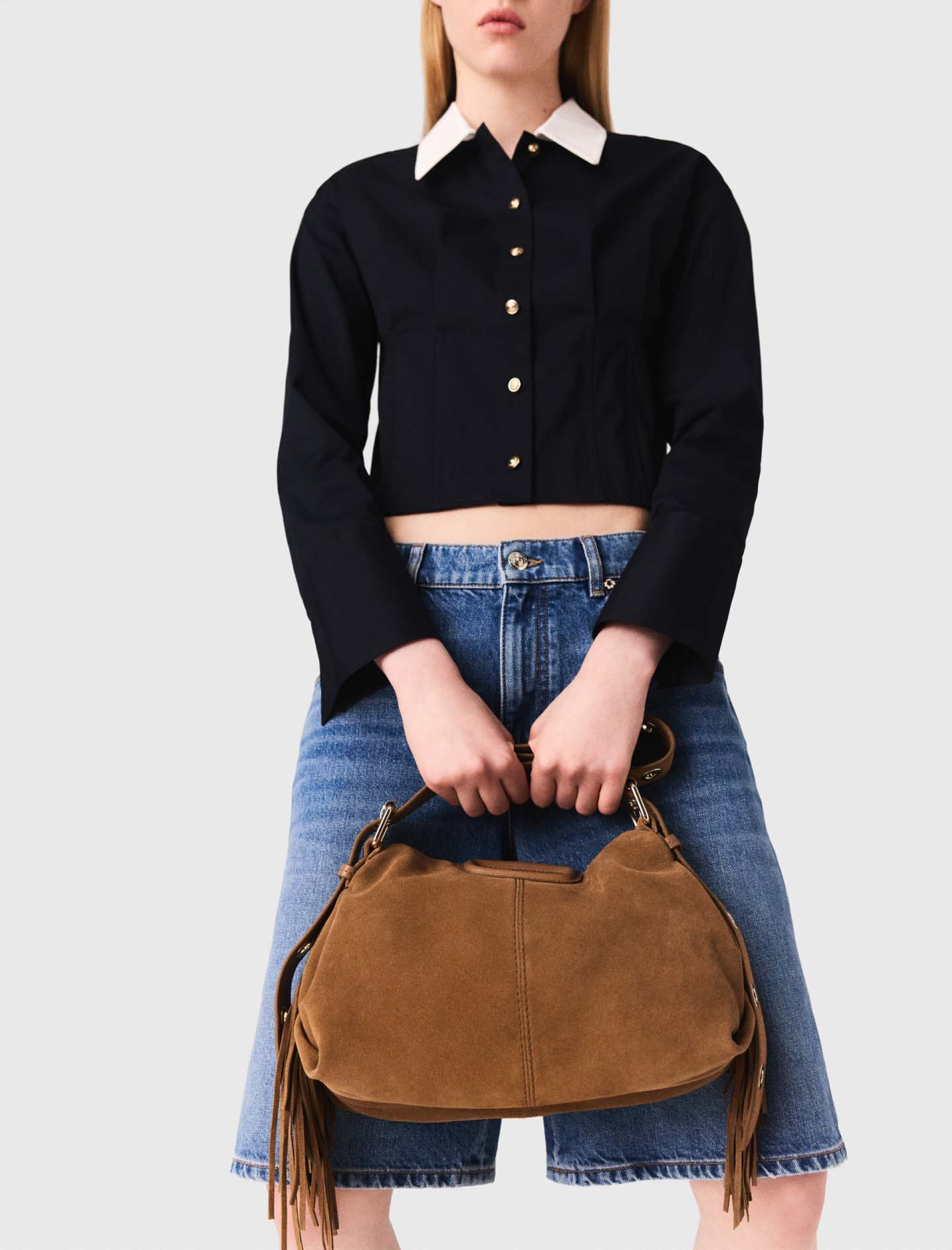 Жіноча коротка поплінова сорочка