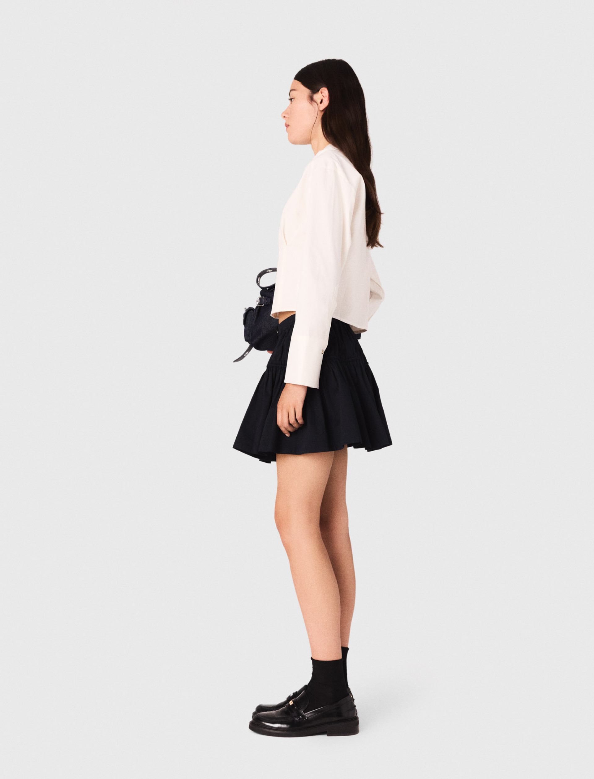 Женская короткая поплиновая рубашка