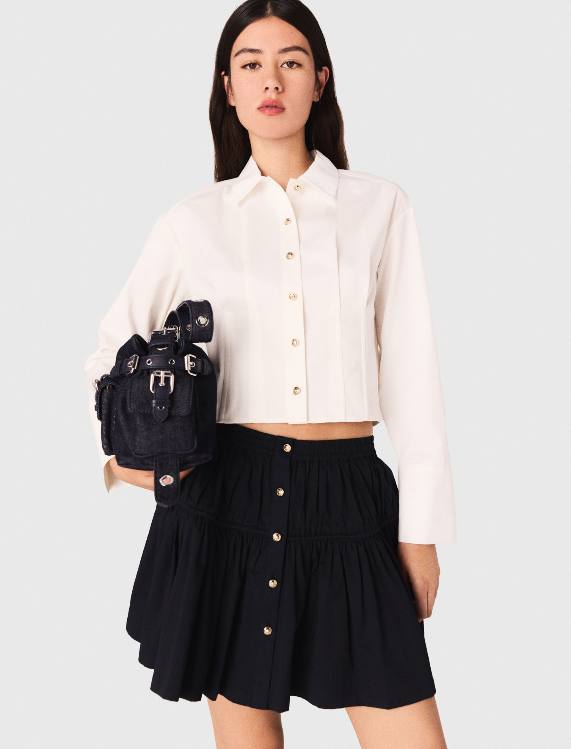 Женская короткая поплиновая рубашка