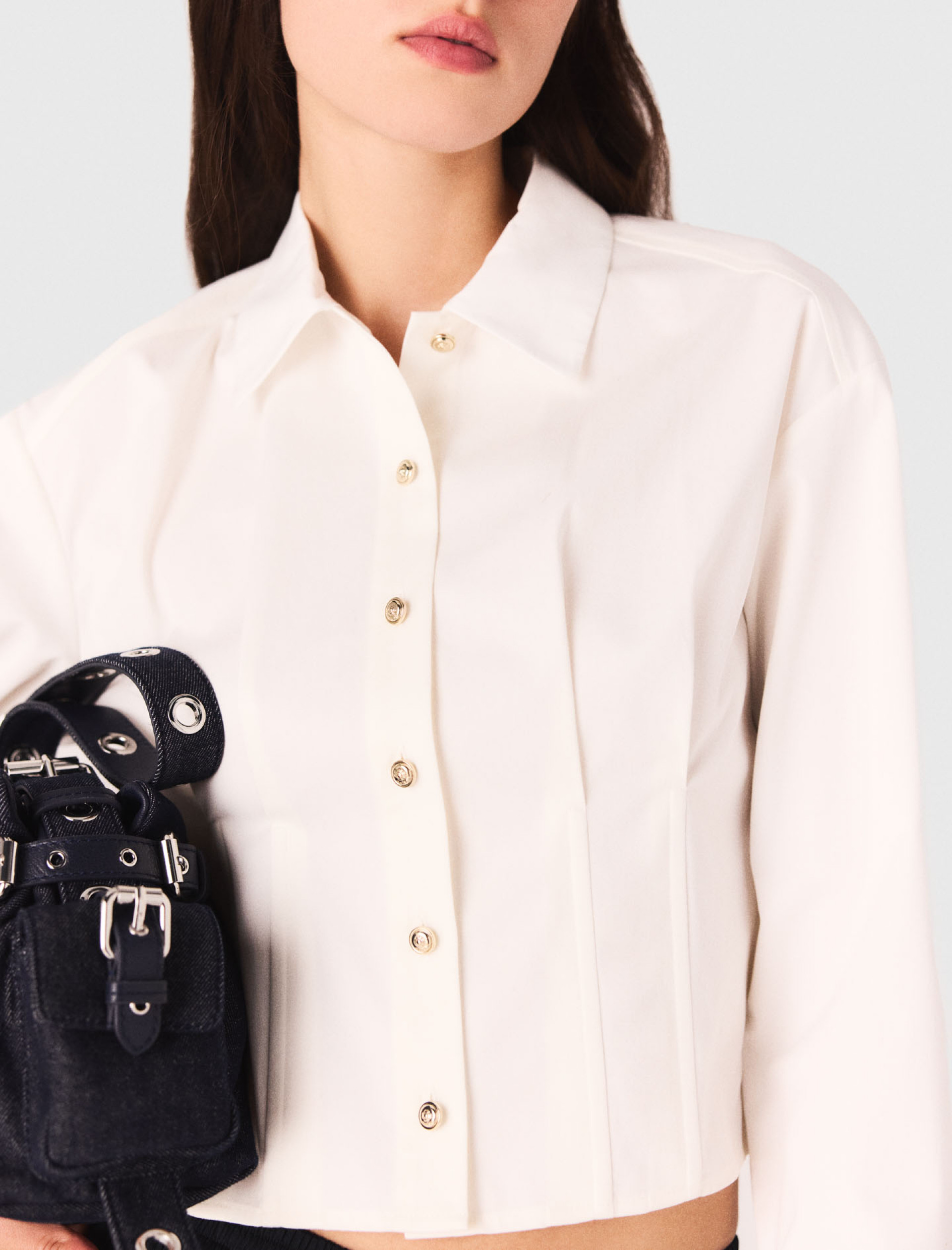 Женская короткая поплиновая рубашка