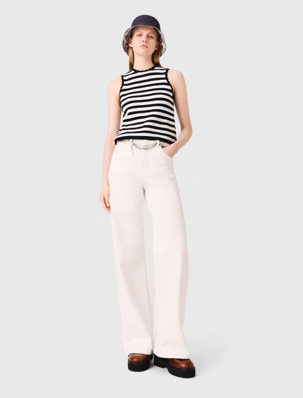 Женский вязаный топ в полоску