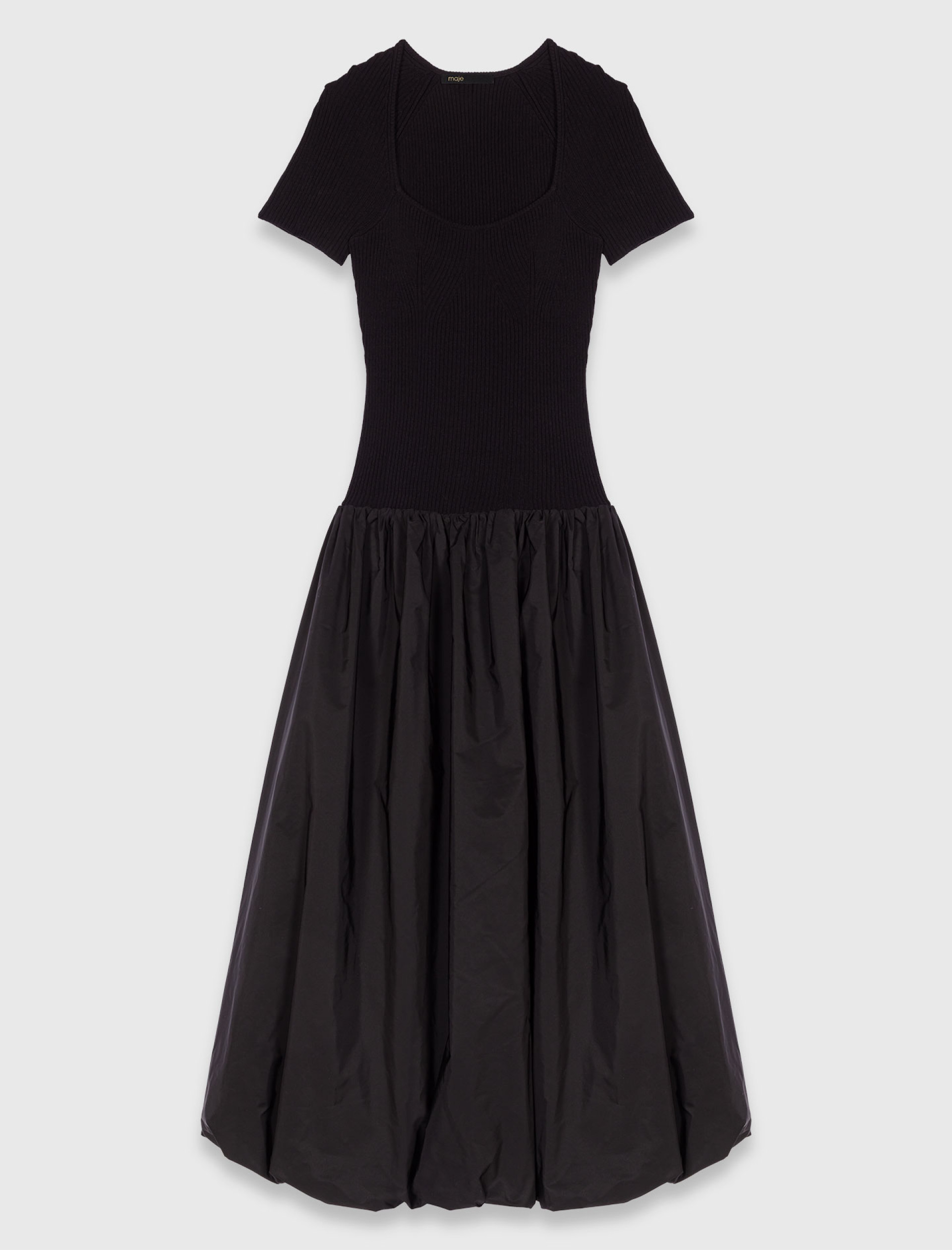 Жіноча довга сукня з трикотажу і тафти