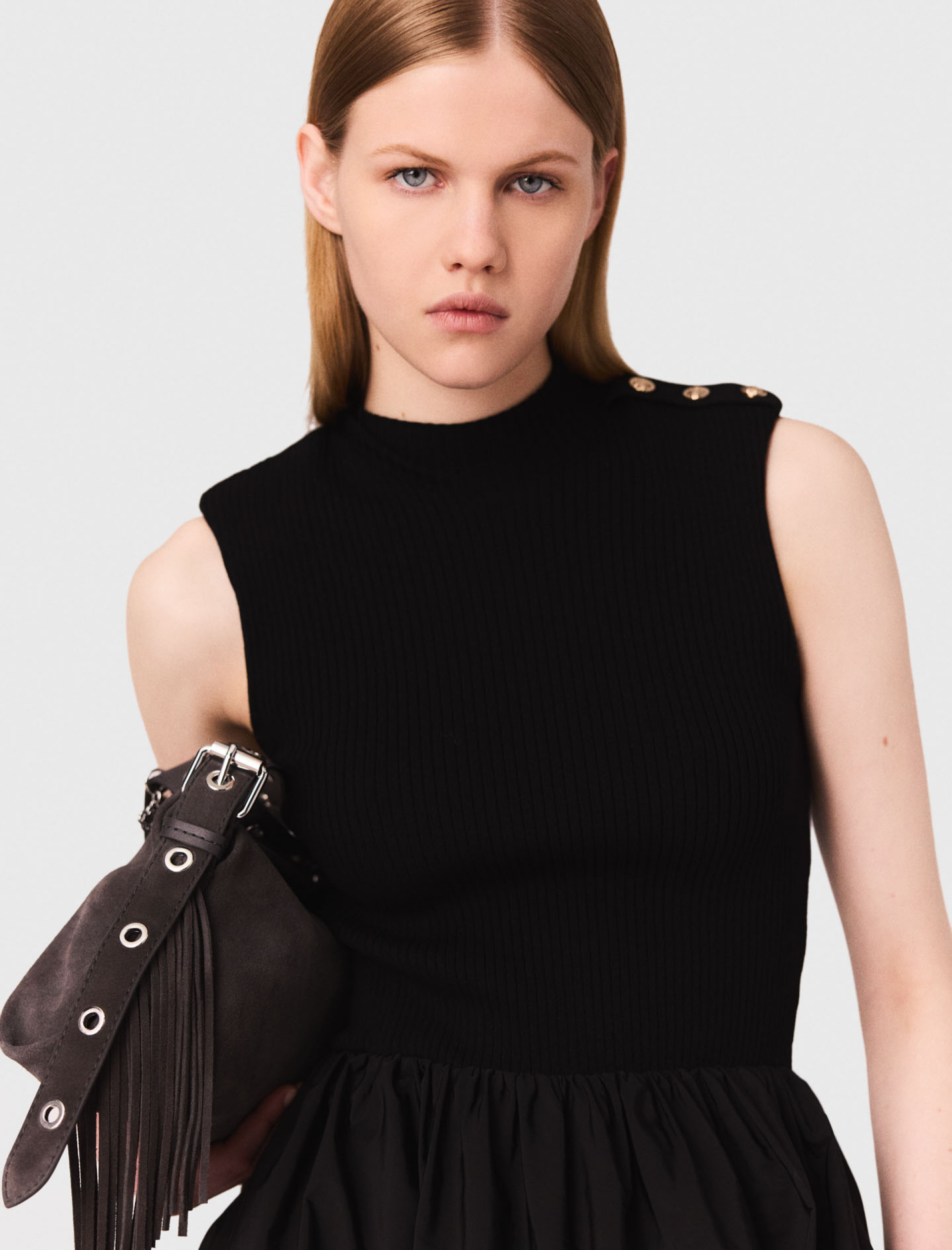 Жіноча коротка сукня з трикотажу і тафти