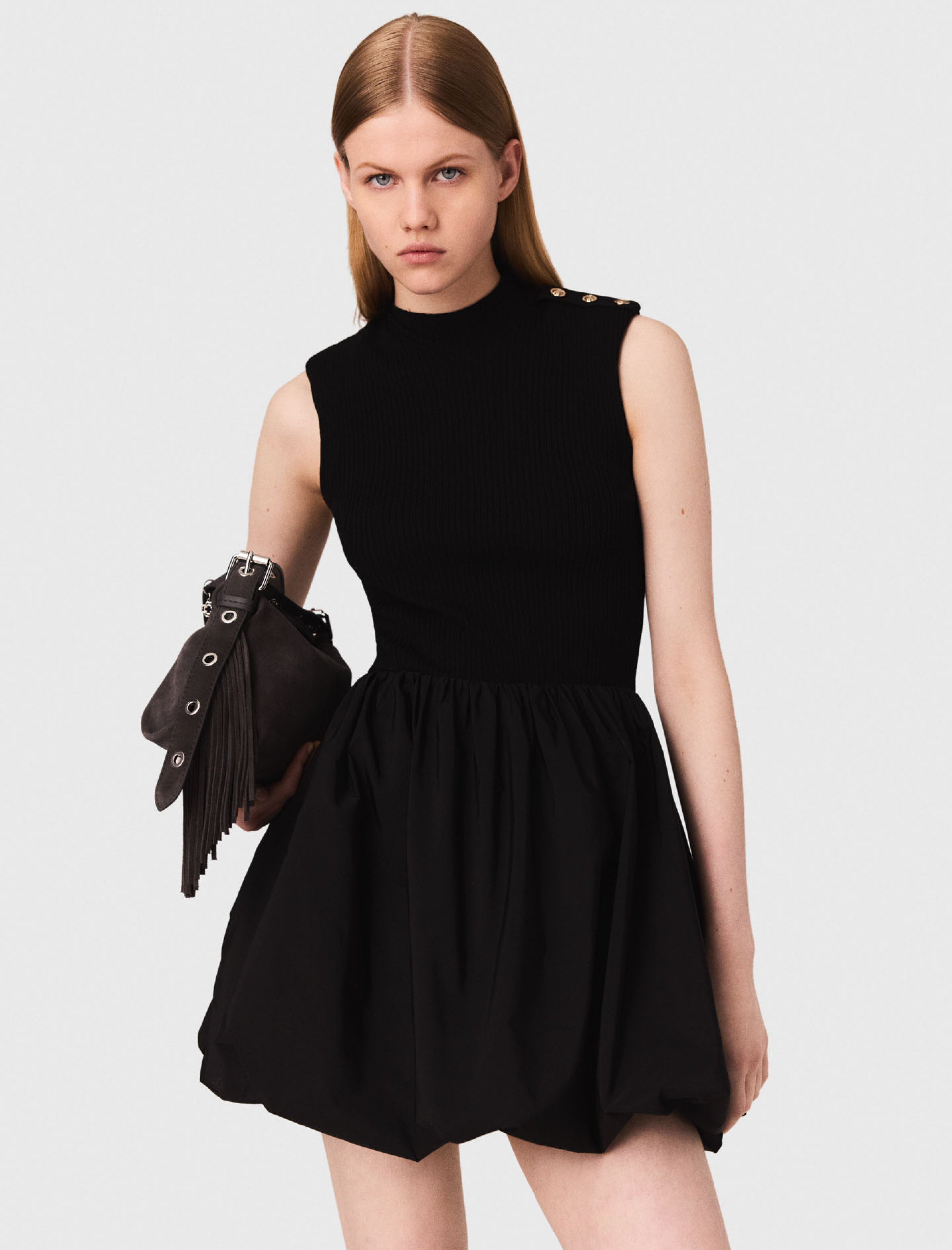 Жіноча коротка сукня з трикотажу і тафти