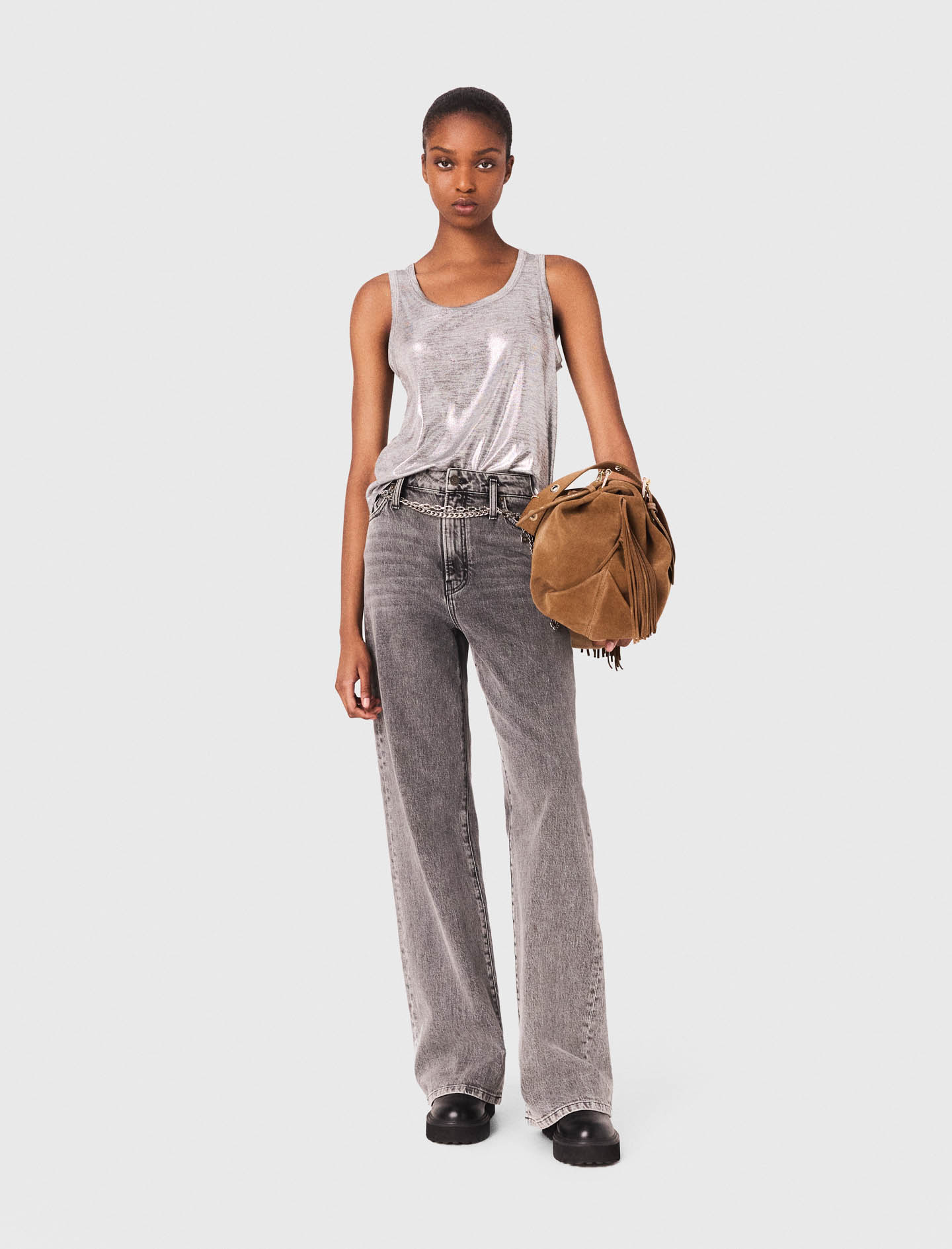 Женская серебристая майка