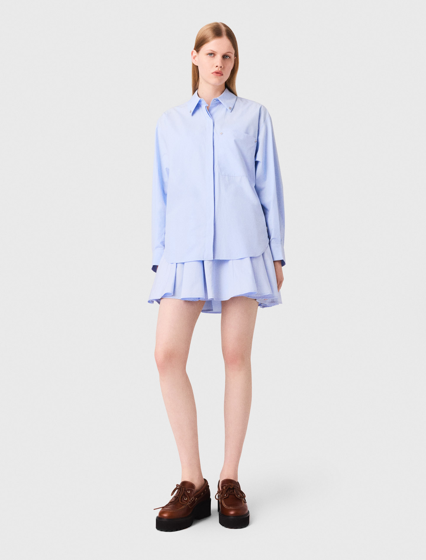 Жіноча блакитна вільна сорочка