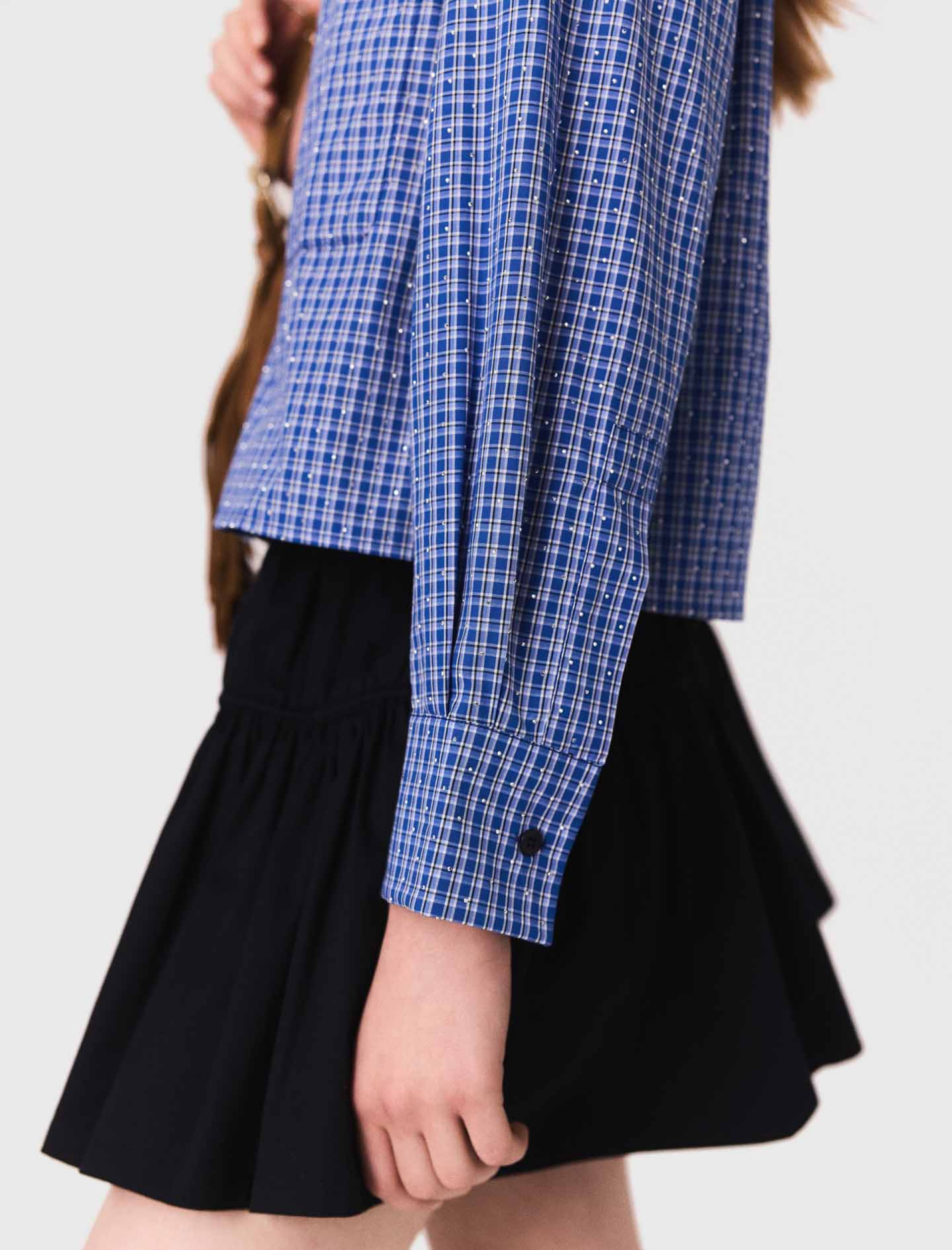 Женская клетчатая рубашка со стразами Женская клетчатая рубашка со стразами