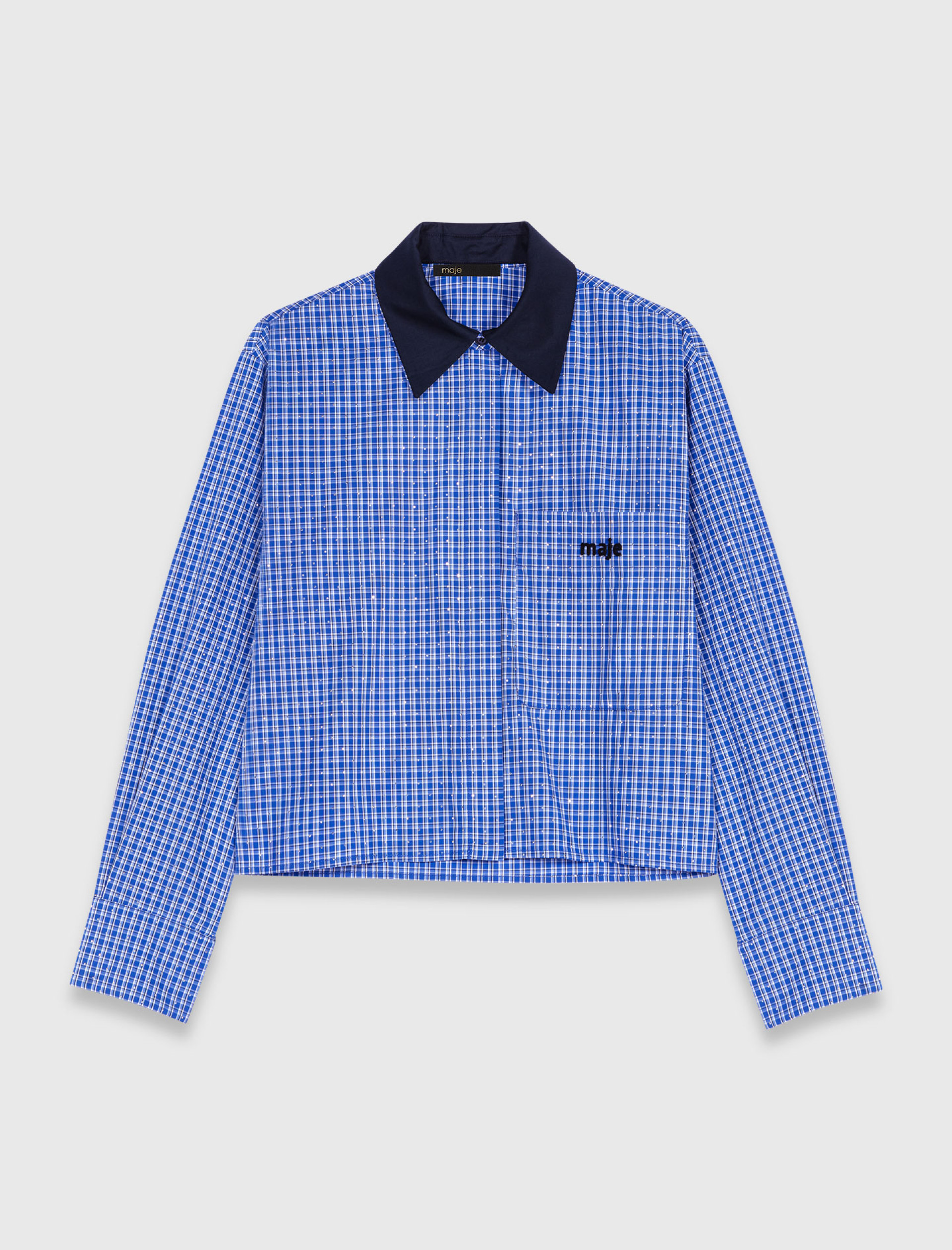 Женская клетчатая рубашка со стразами Женская клетчатая рубашка со стразами