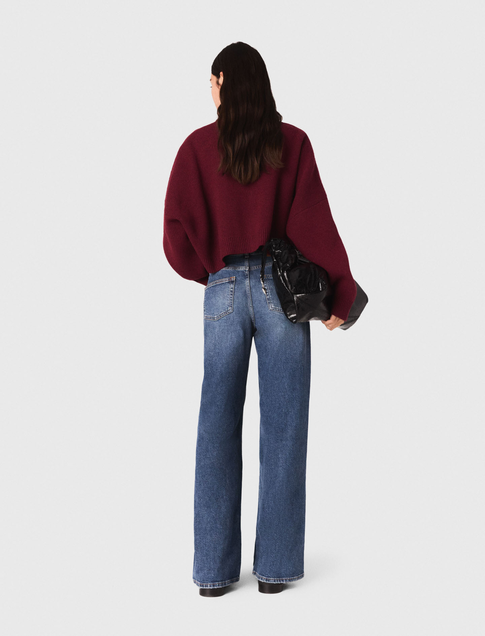 Жіночий укорочений кардиган з комбінованої вовни