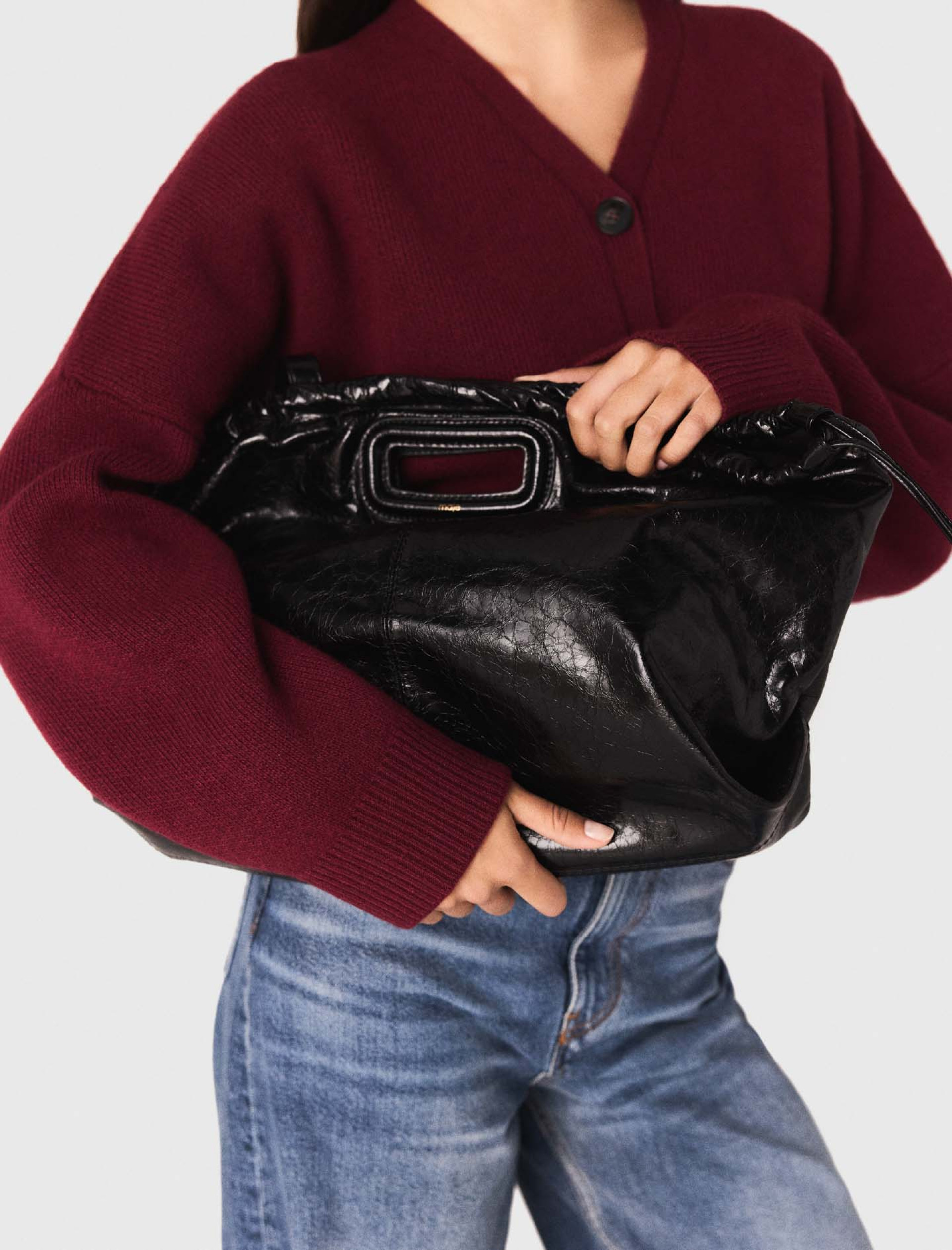 Жіночий укорочений кардиган з комбінованої вовни