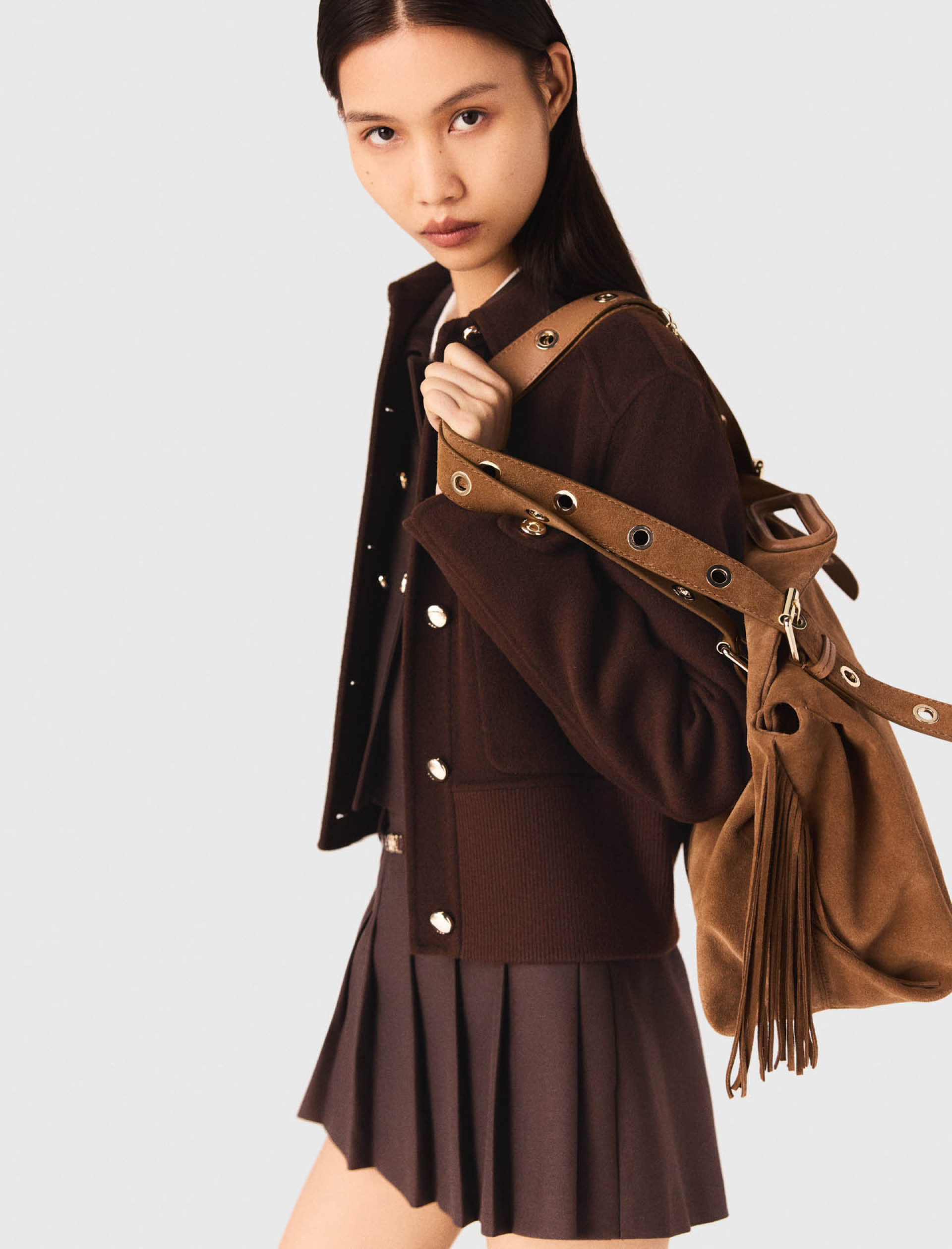 Женская коричневая шерстяная куртка Женская коричневая шерстяная куртка