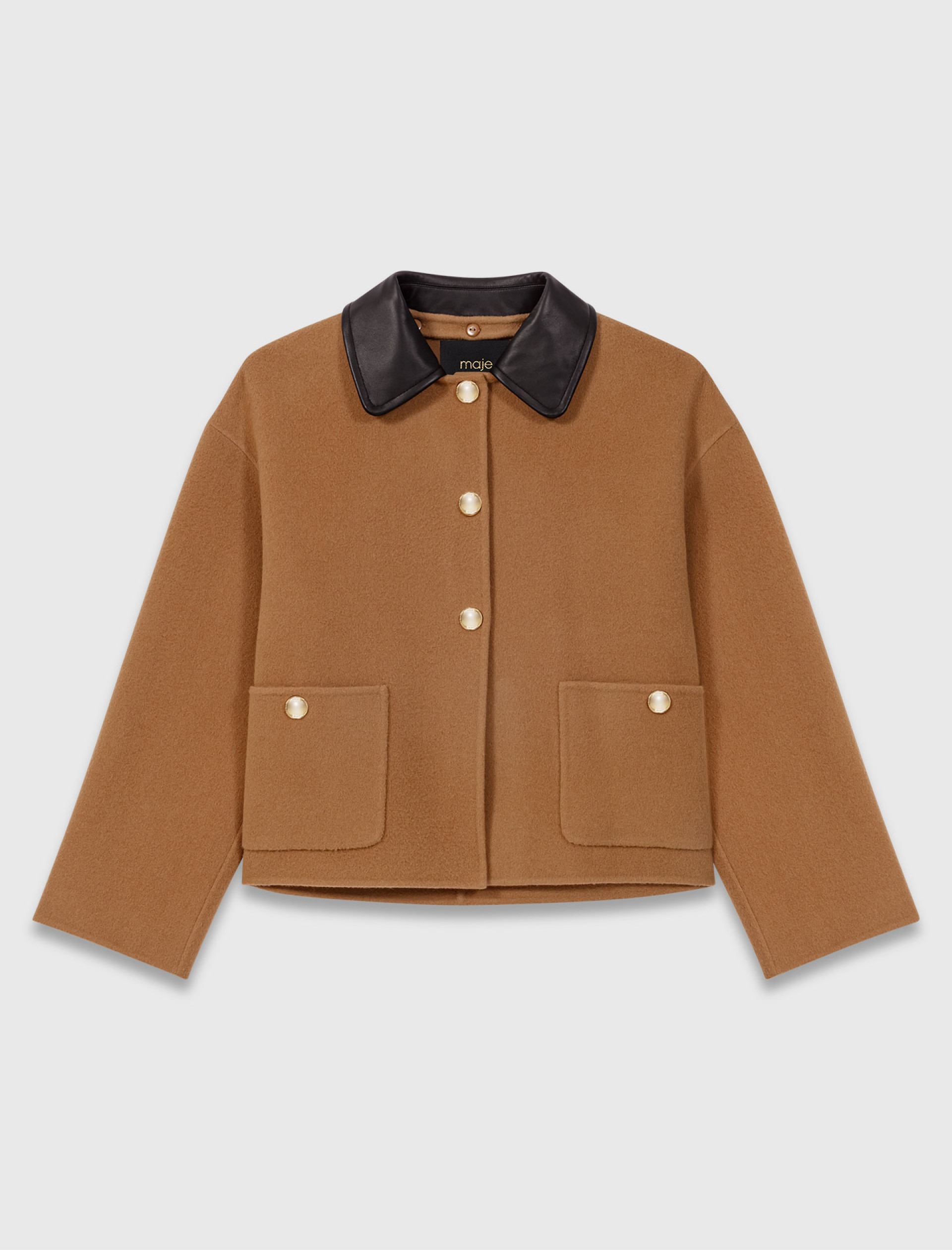 Жіноча вовняна куртка з контрастним коміром Жіноча вовняна куртка з контрастним коміром