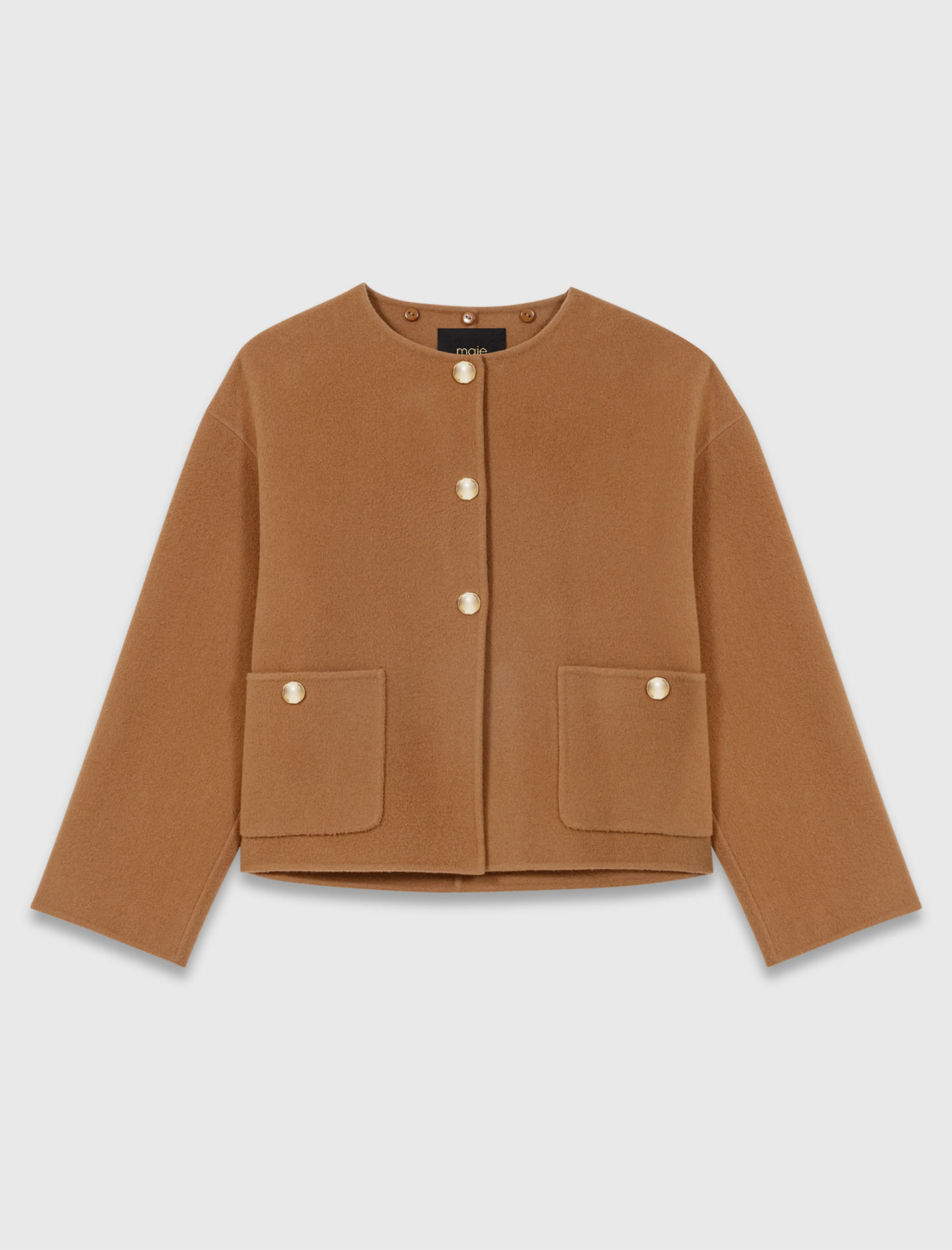 Жіноча вовняна куртка з контрастним коміром Жіноча вовняна куртка з контрастним коміром