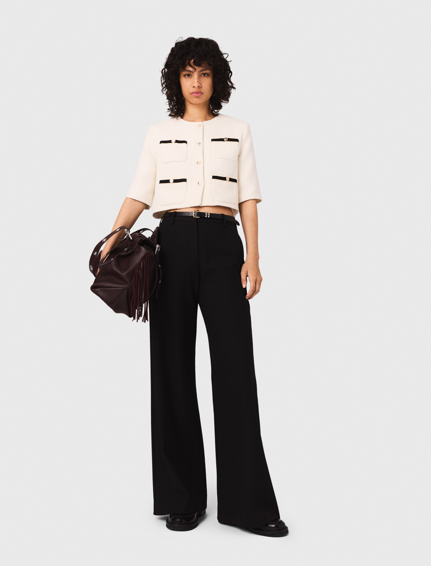 Женский короткий твидовый жакет