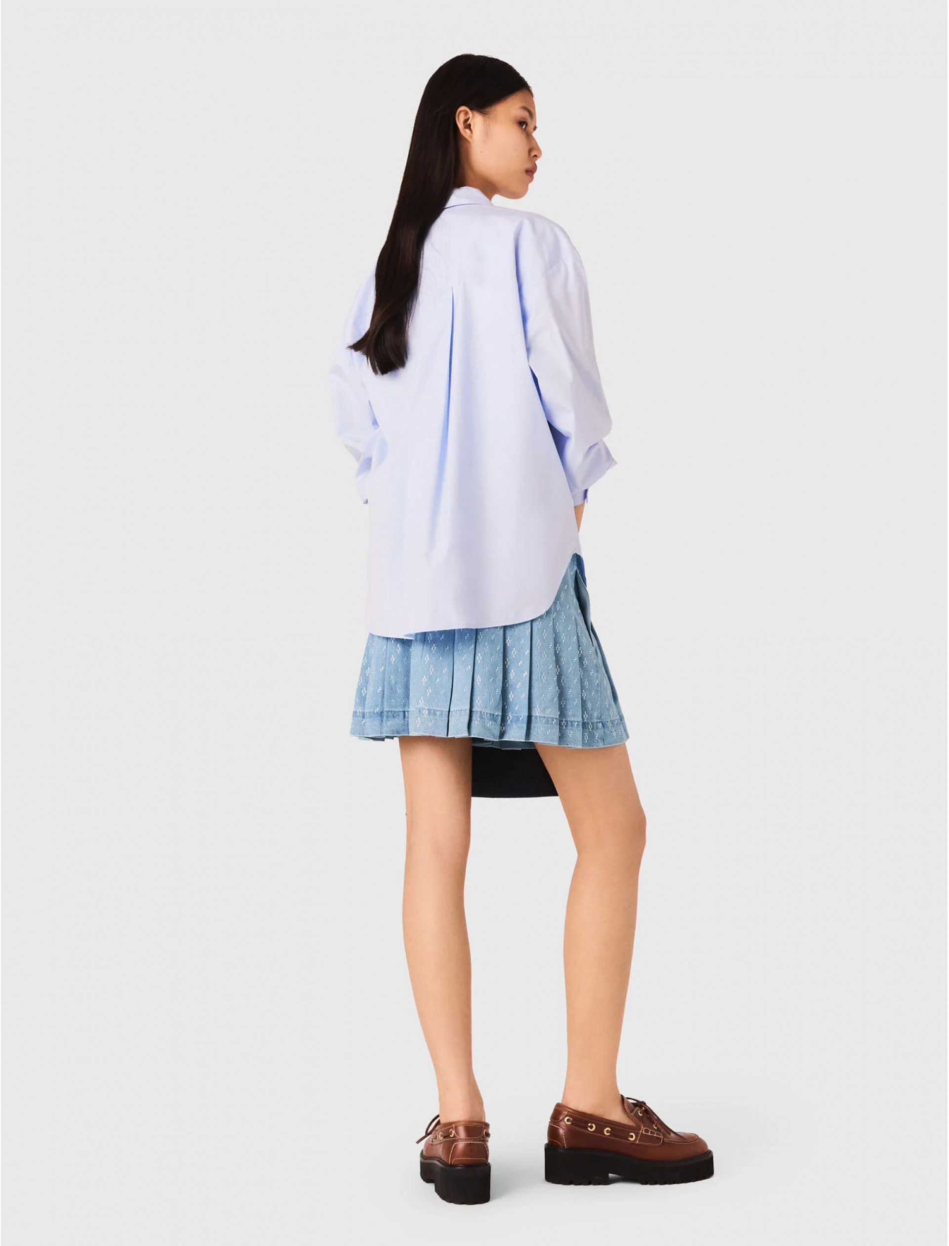 Жіноча джинсова плісирована спідниця зі стразами