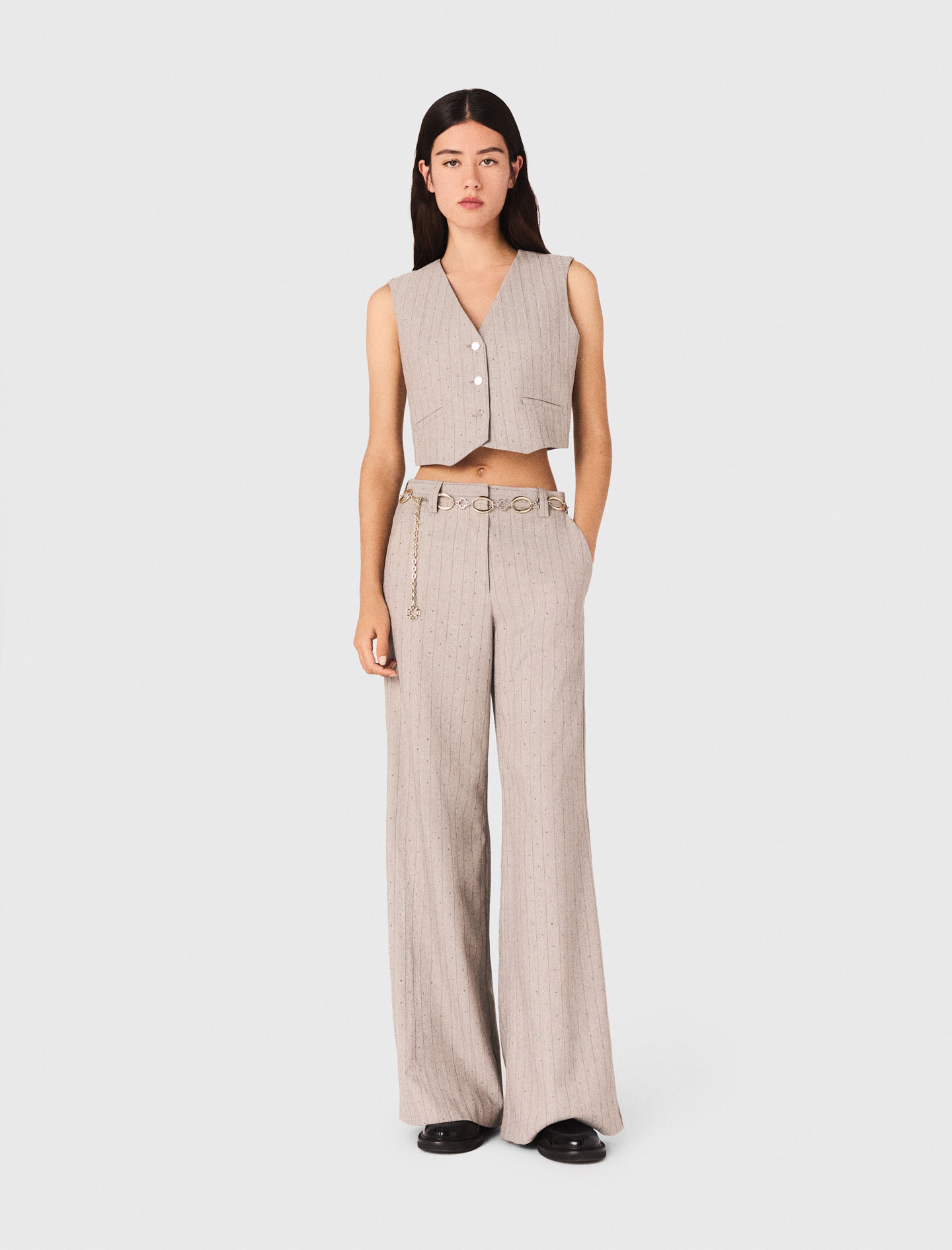 Жіночі костюмні брюки зі стразами