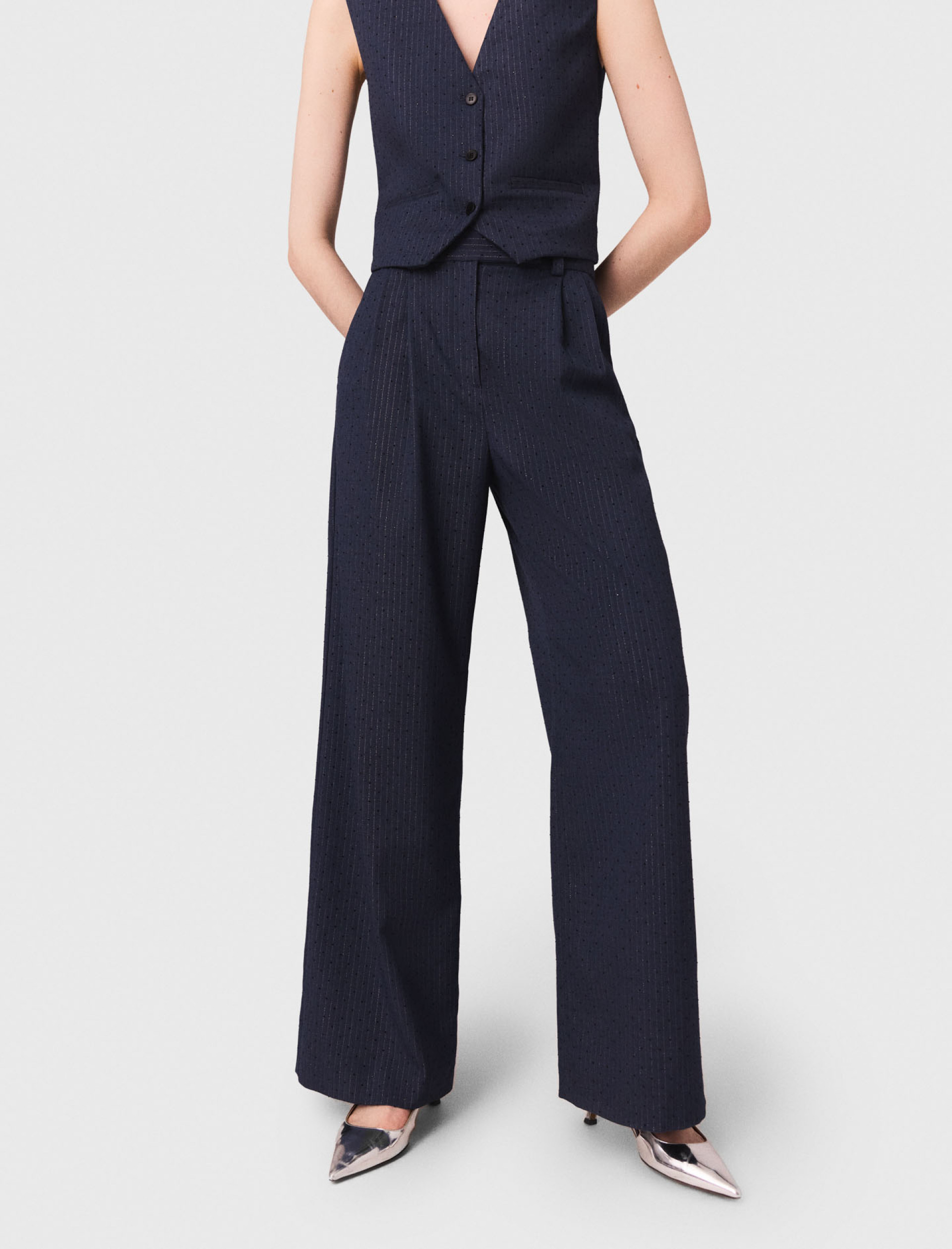 Жіночі широкі брюки зі стразами