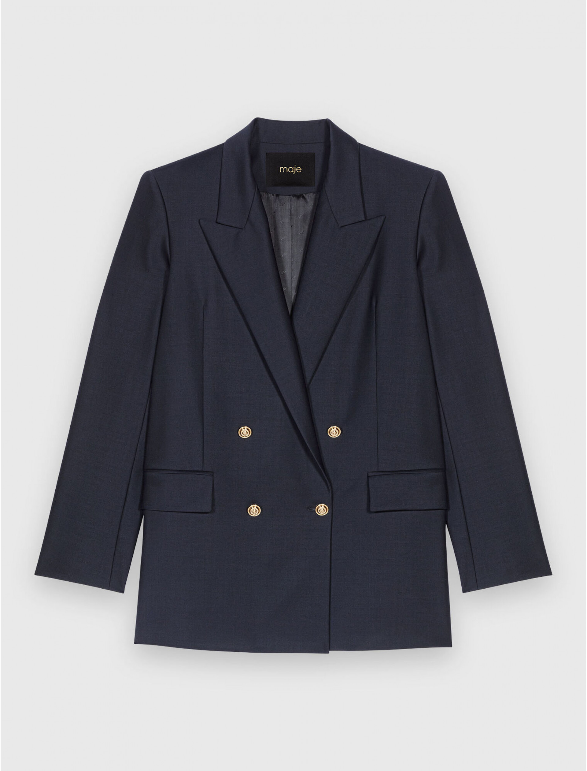 Жіночий синій жакет з золотистими ґудзиками