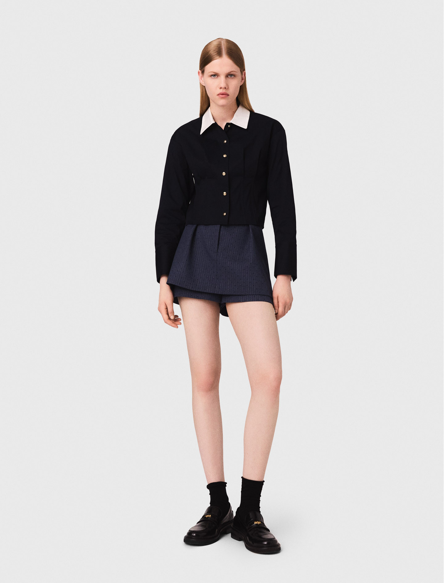 Женские синие шорты-юбка со стразами