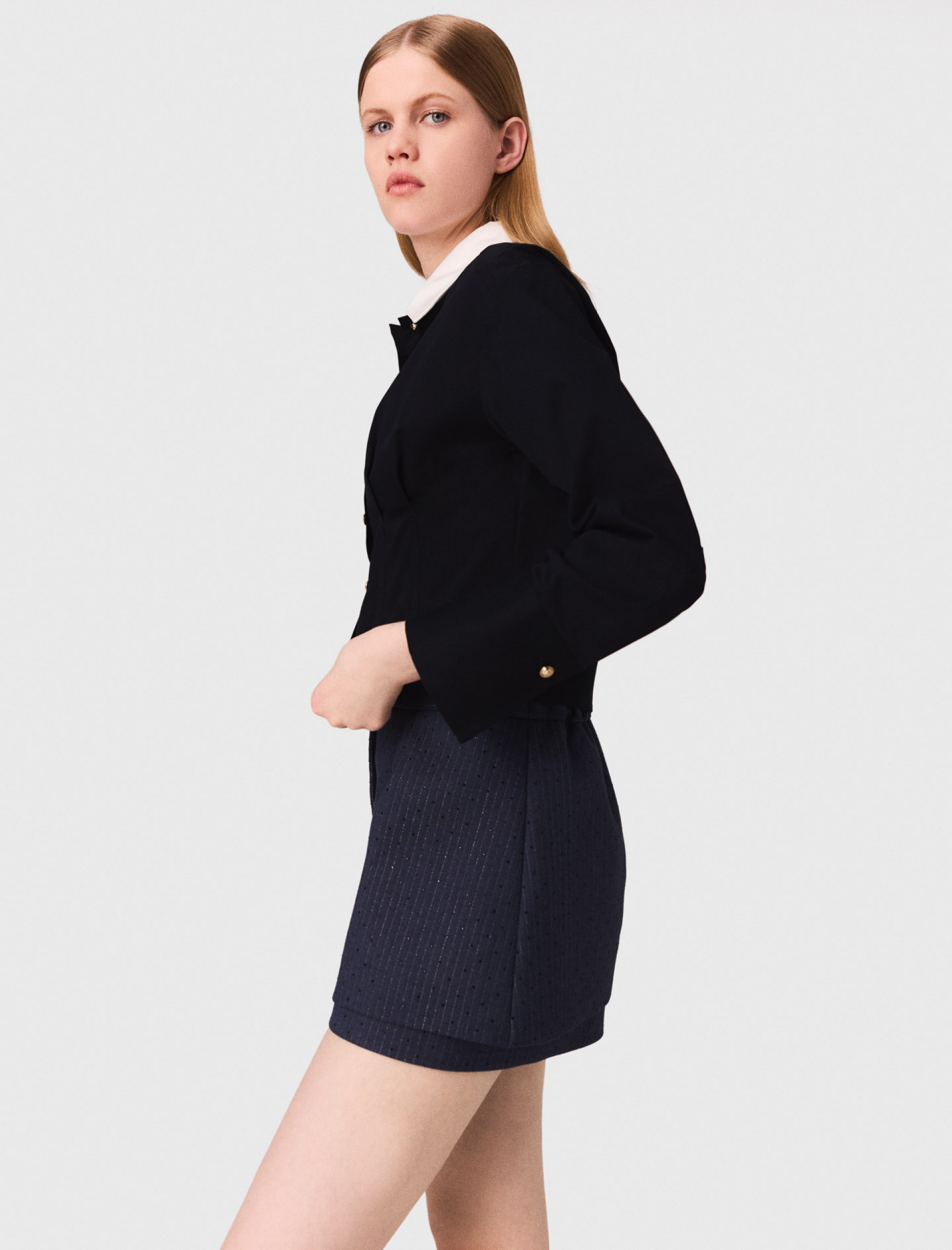 Женские синие шорты-юбка со стразами