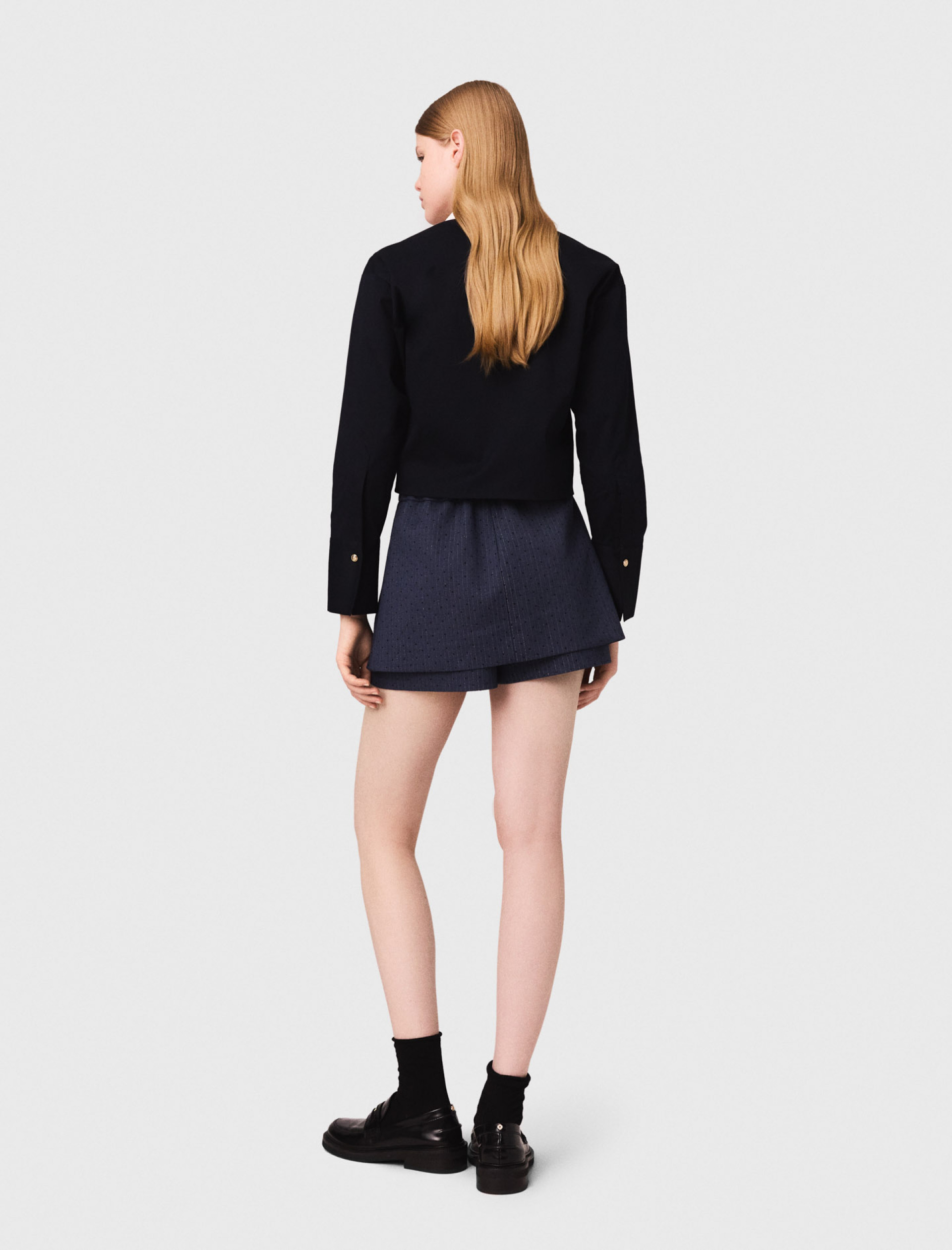 Женские синие шорты-юбка со стразами