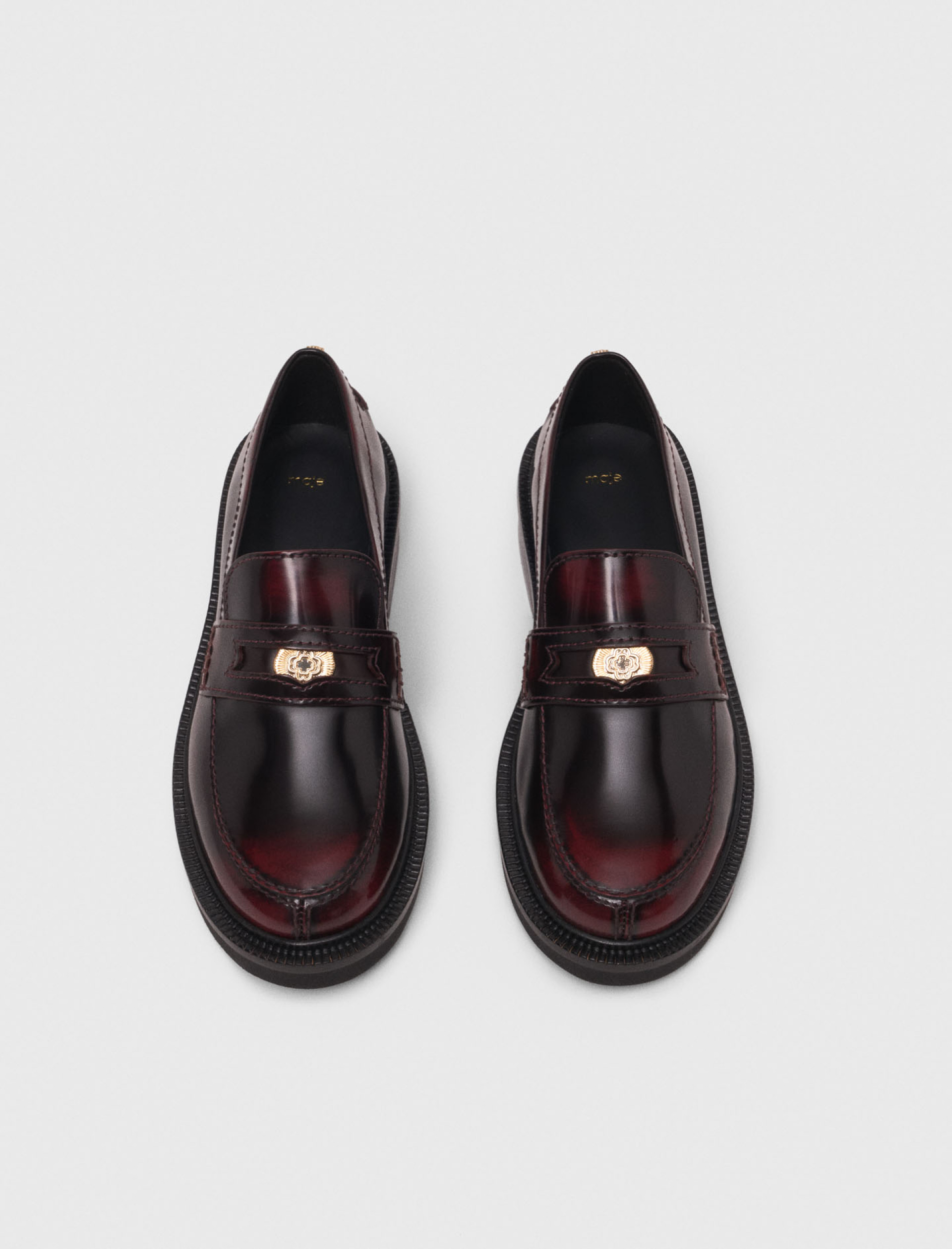 Жіночі бордові лофери з матової шкіри