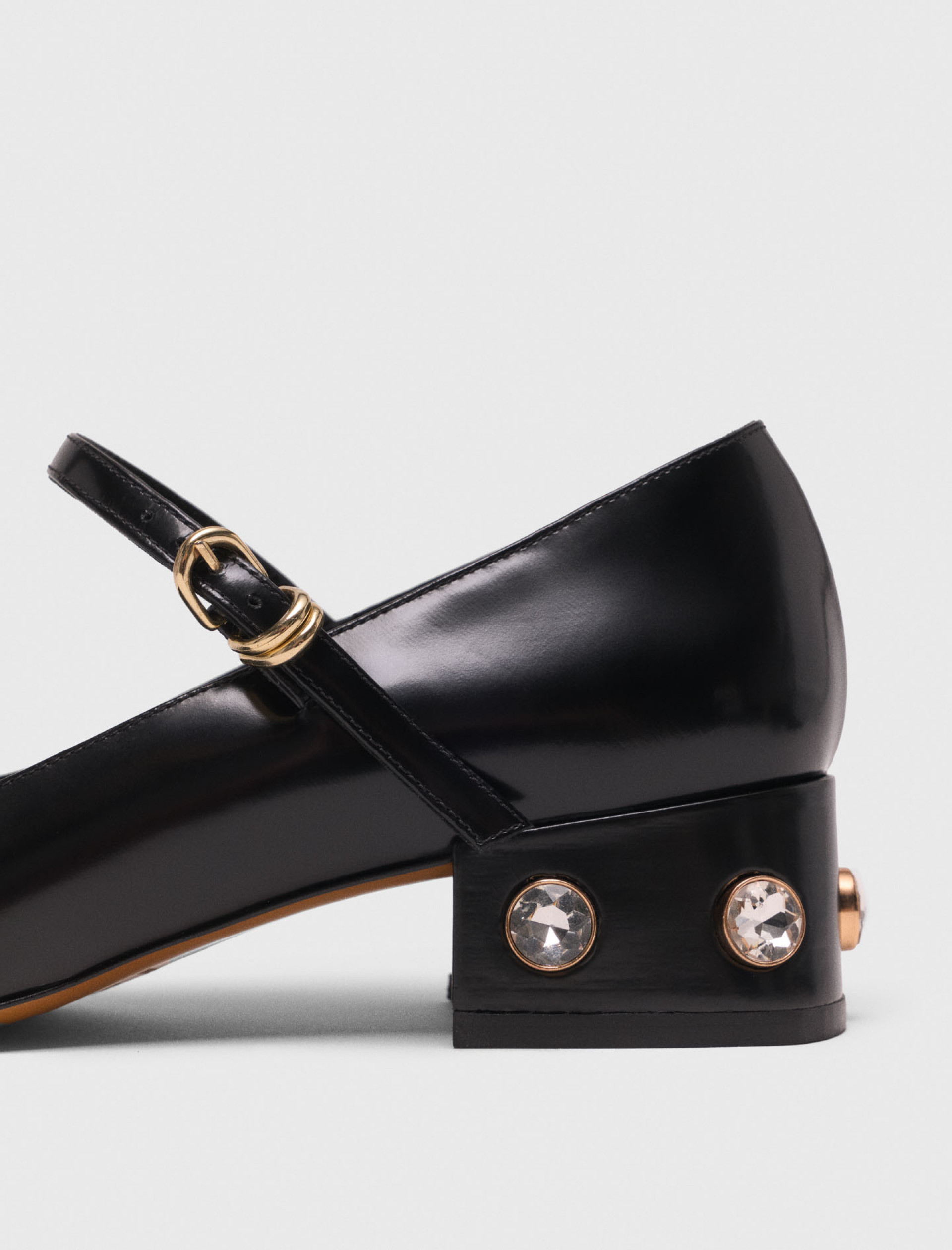 Жіночі туфлі Мері Джейн на каблуку зі стразами