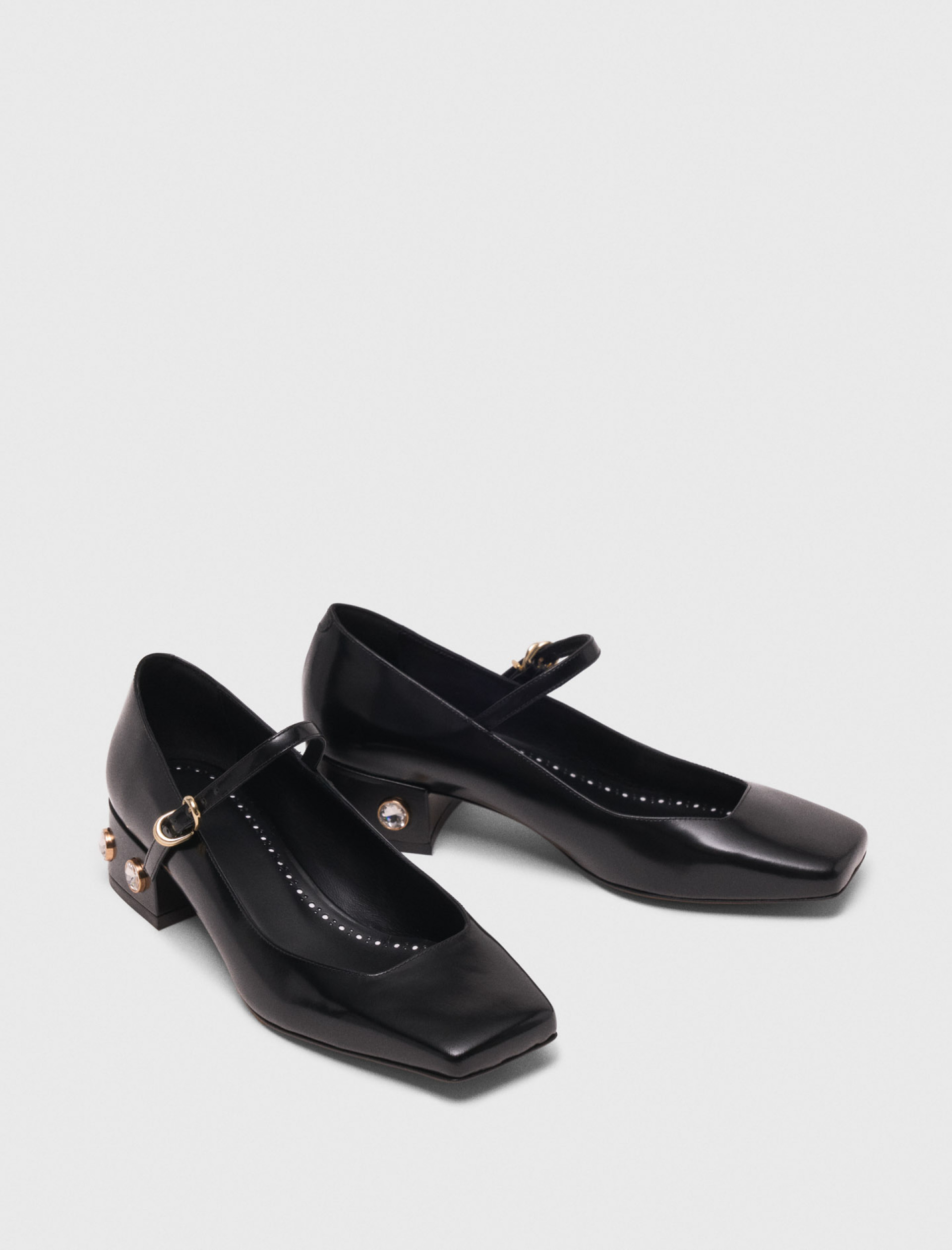 Жіночі туфлі Мері Джейн на каблуку зі стразами