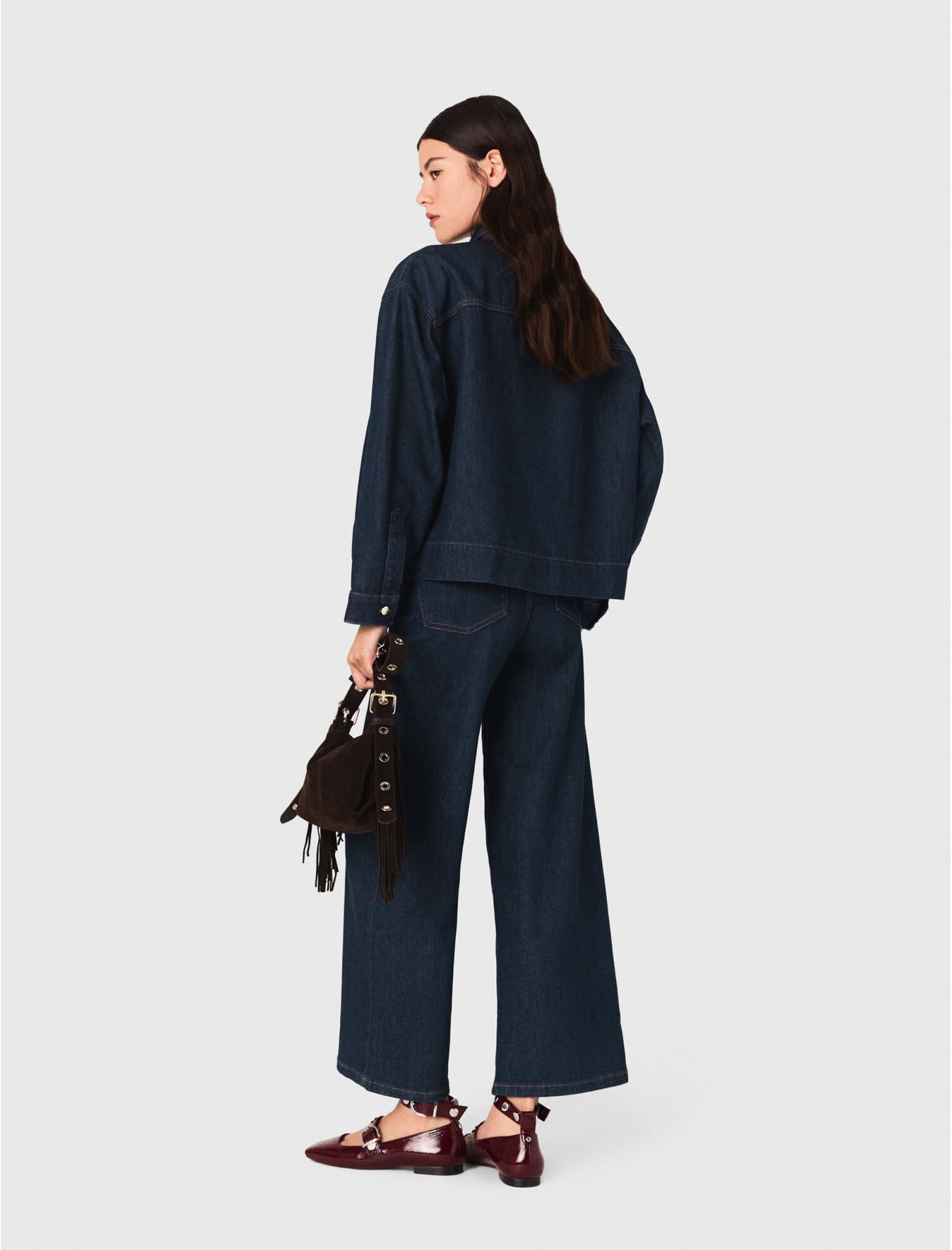 Жіноча джинсова сорочка з аскотом