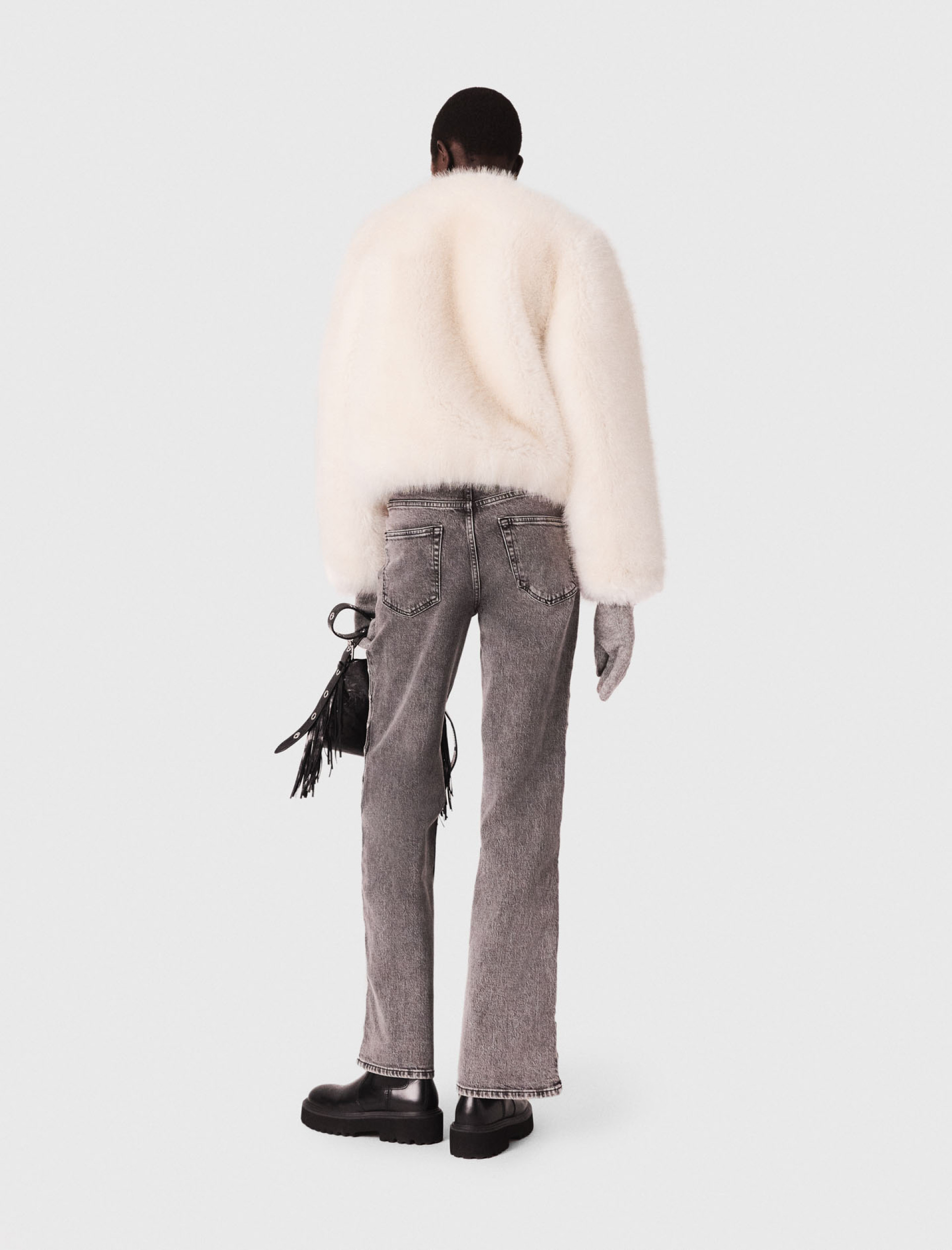 Жіночі широкі джинси прикрашені перлами