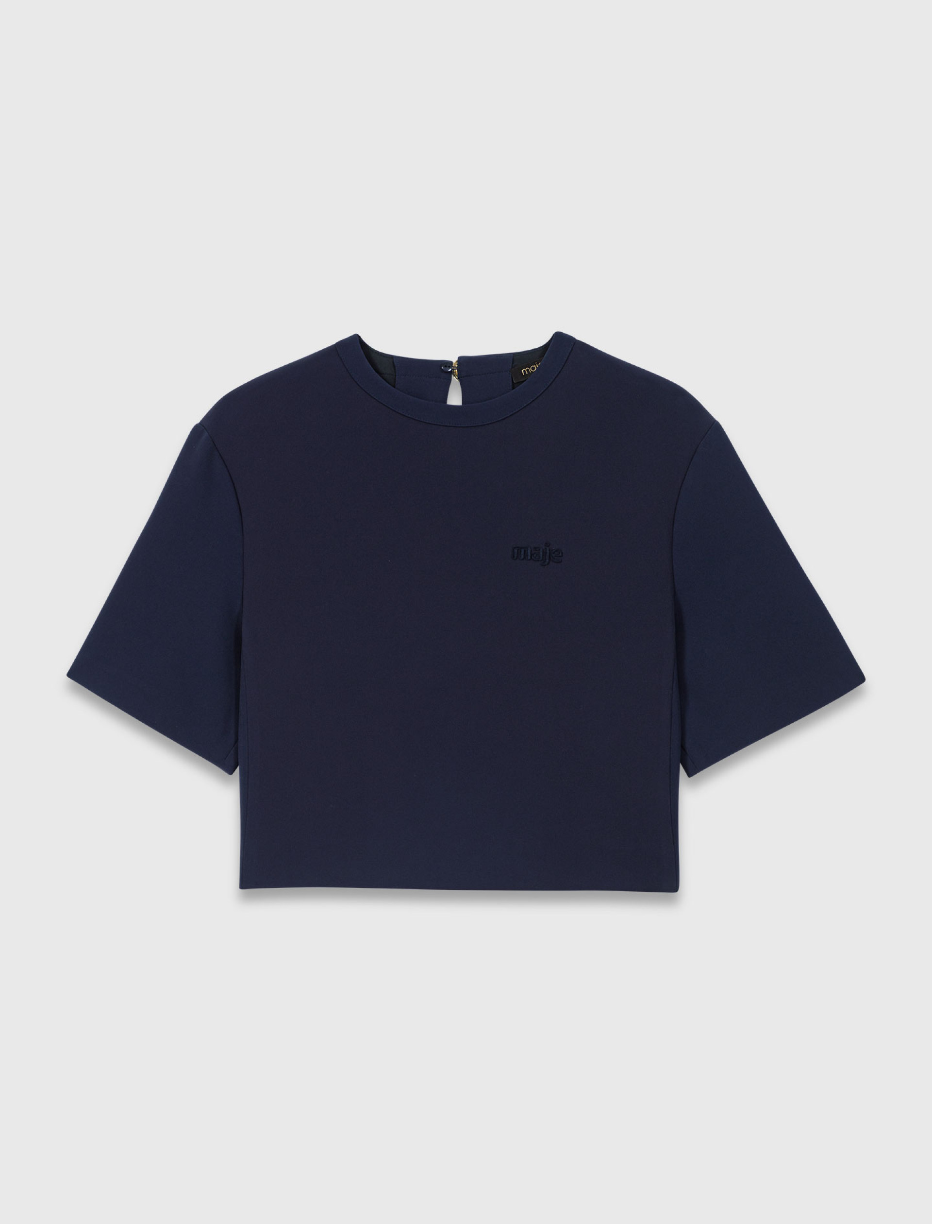 Жіночий синій топ з щільного крепу