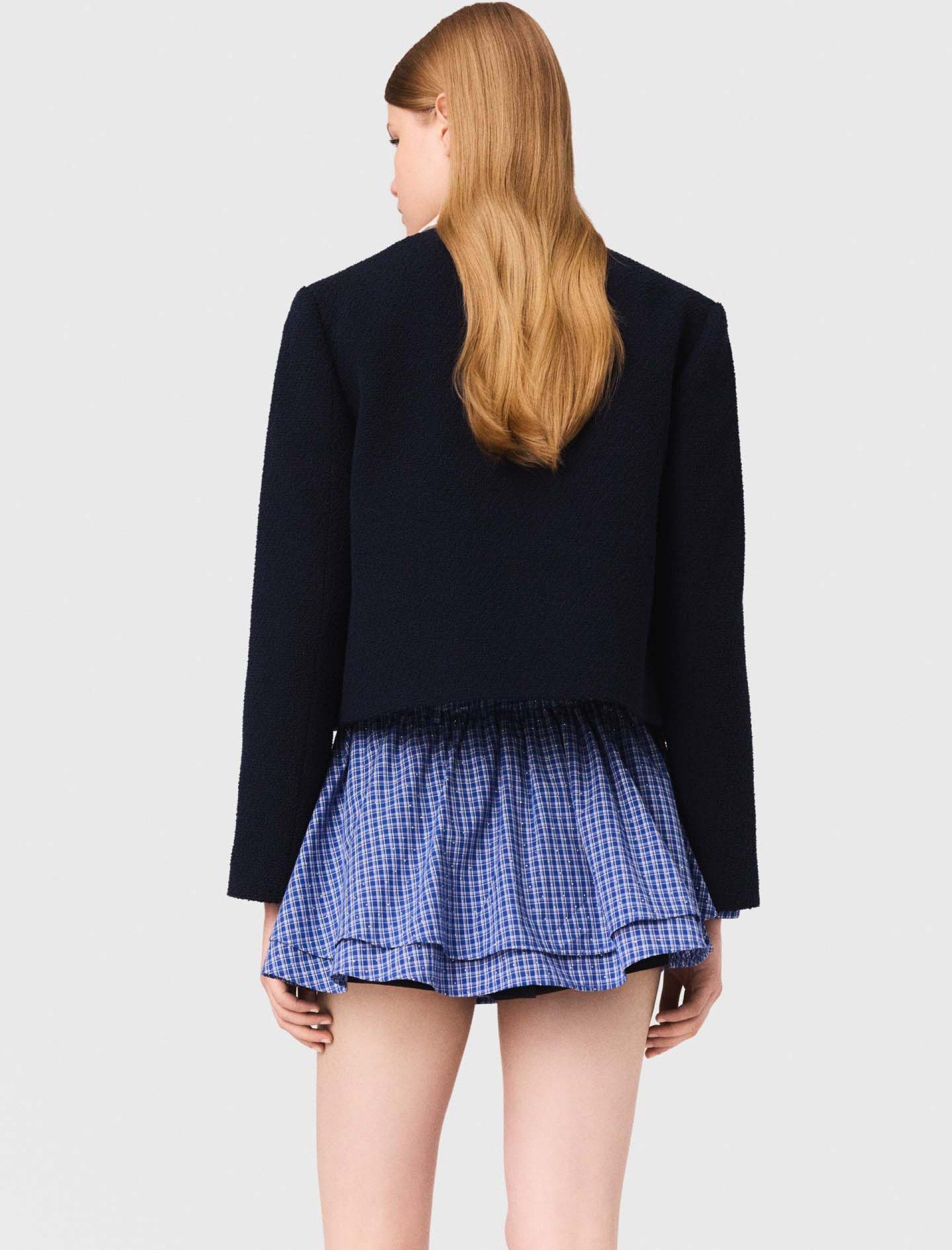 Жіночий твідовий жакет зі з'ємним коміром Жіночий твідовий жакет зі з'ємним коміром