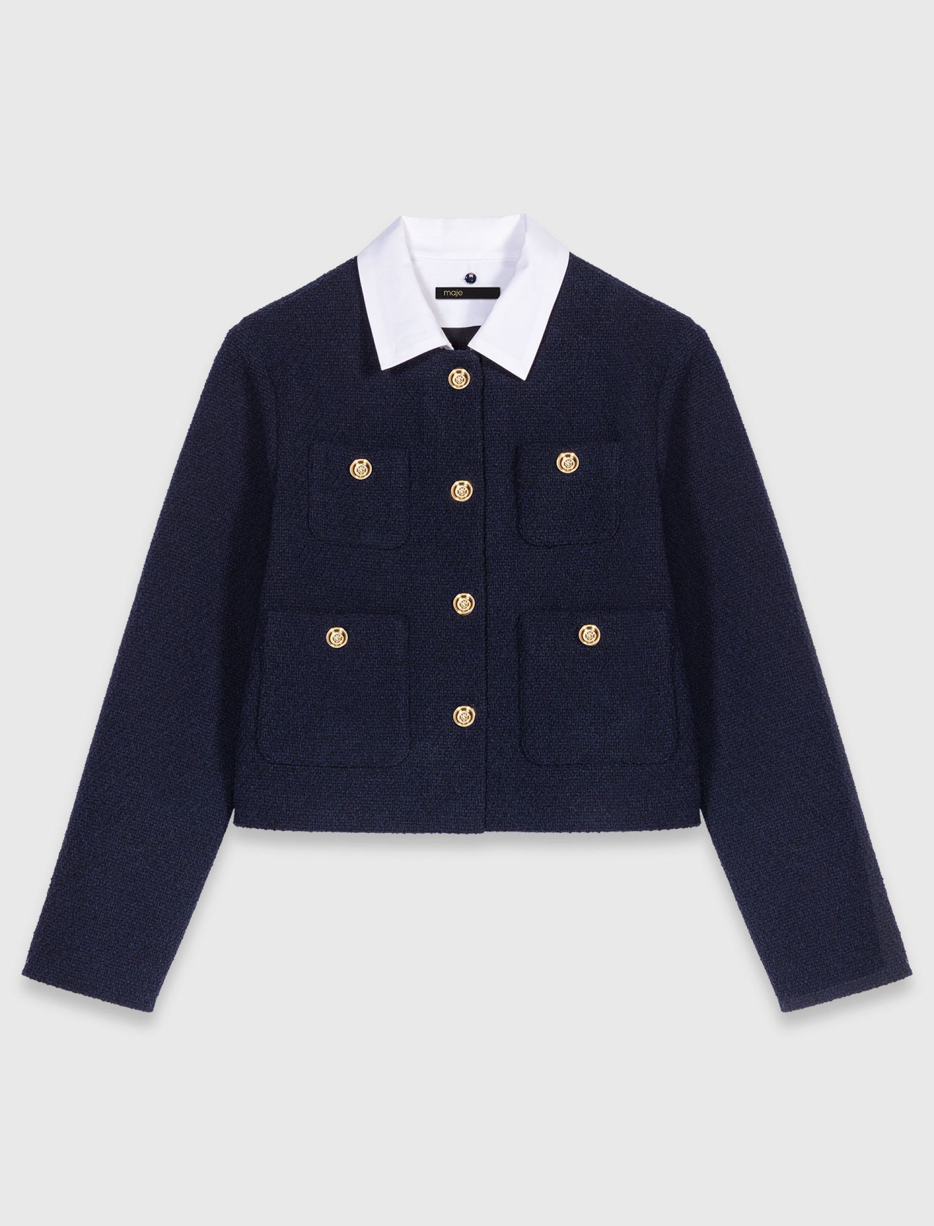 Жіночий твідовий жакет зі з'ємним коміром Жіночий твідовий жакет зі з'ємним коміром