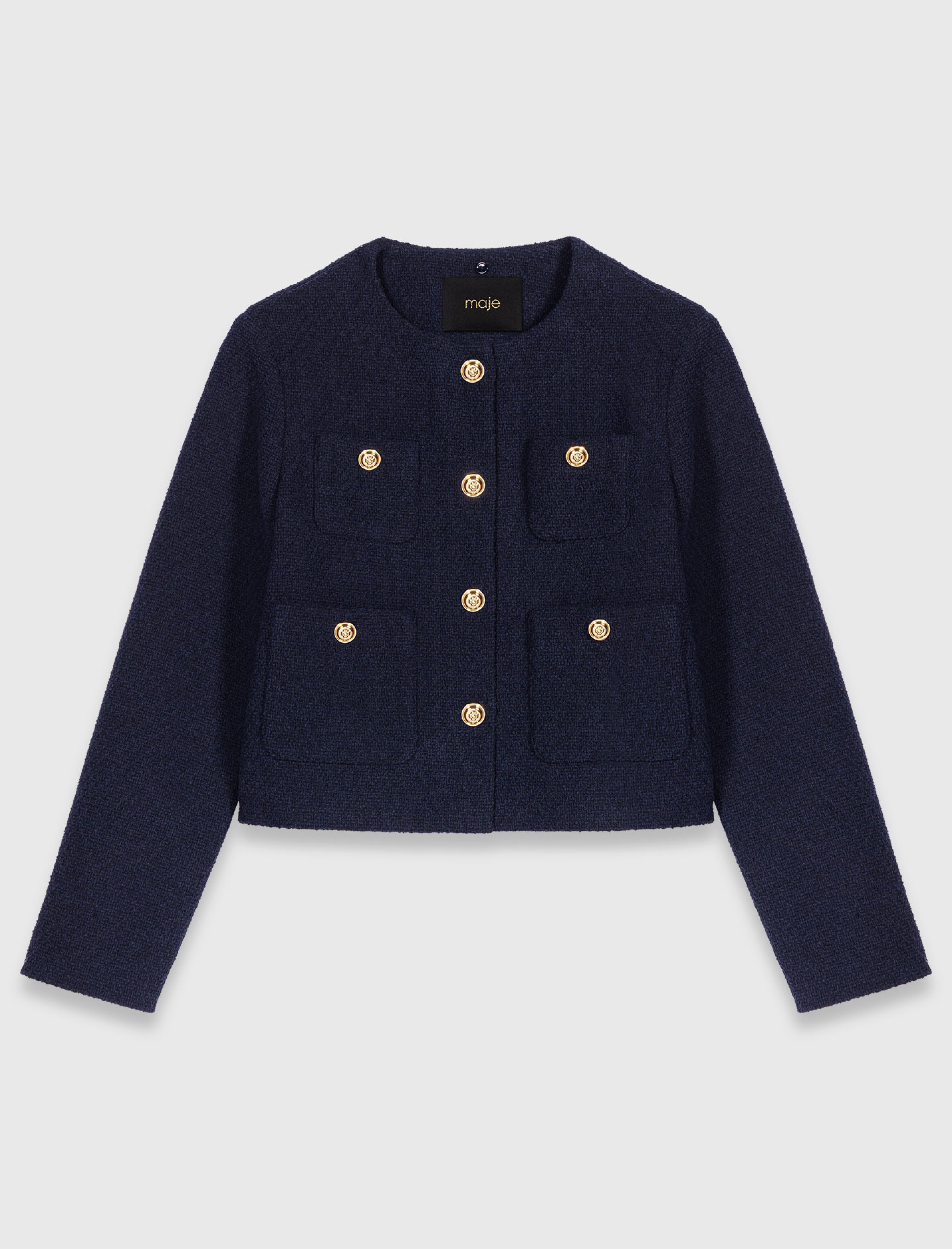 Жіночий твідовий жакет зі з'ємним коміром Жіночий твідовий жакет зі з'ємним коміром