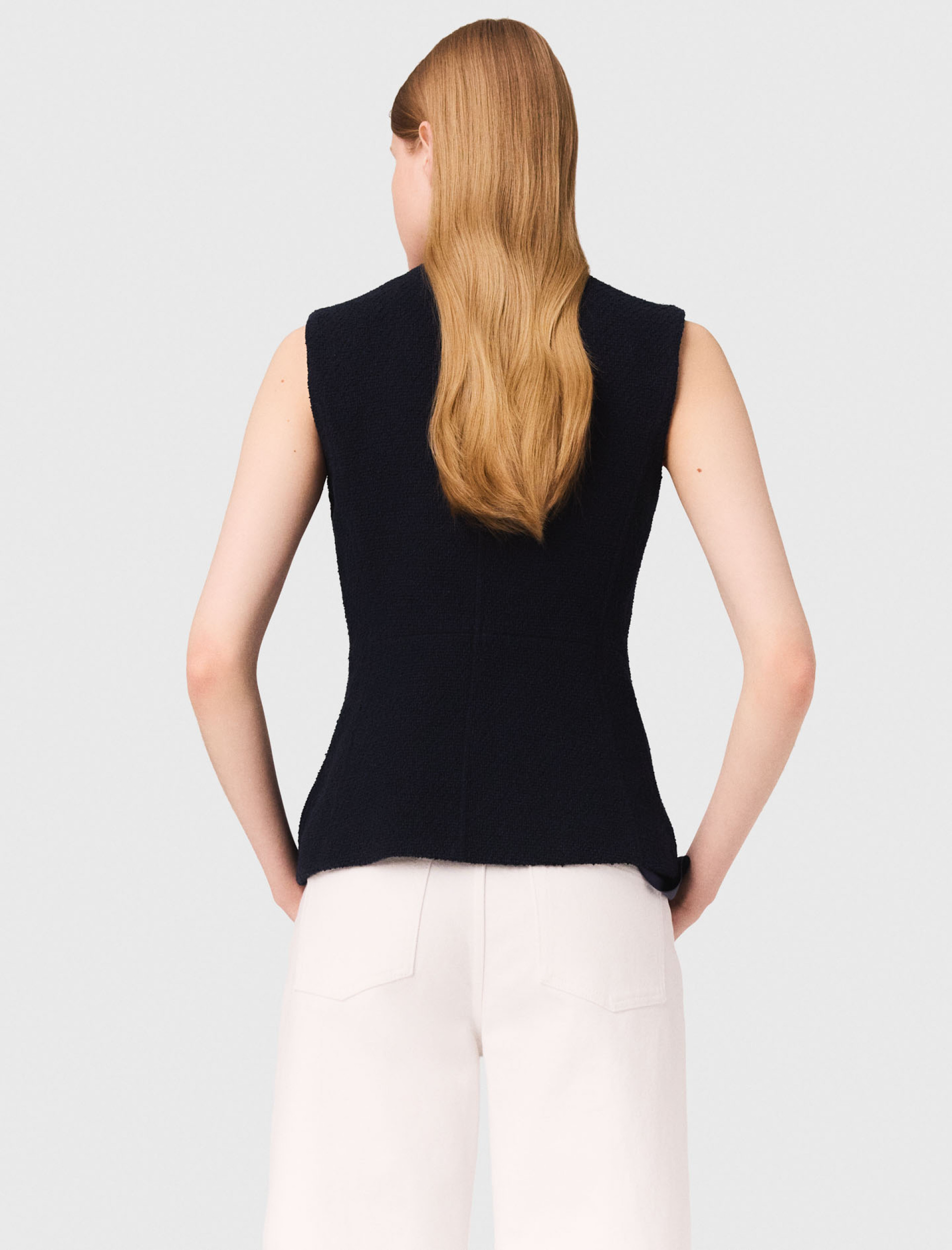 Жіночий довгий твідовий жилет